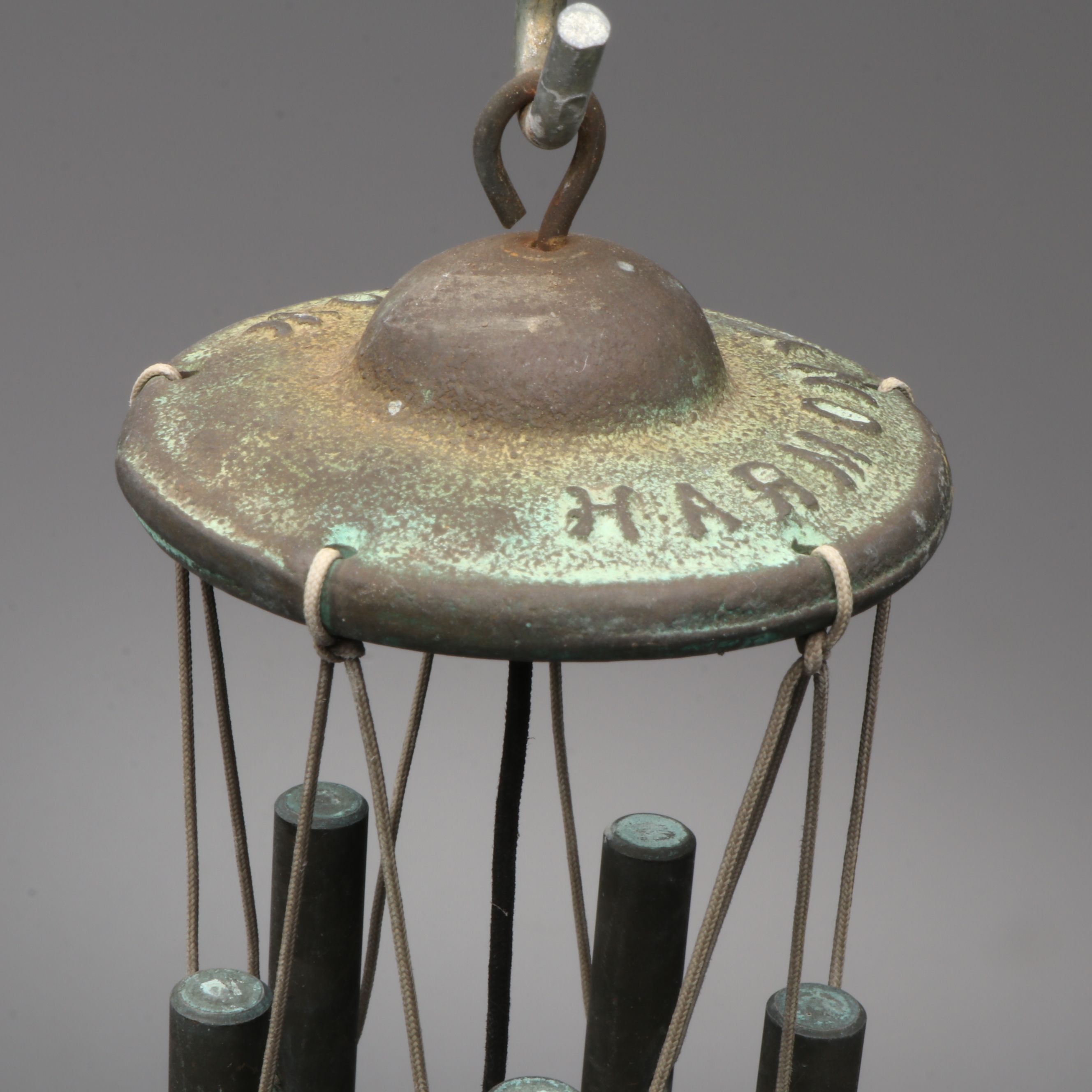 Harmony Hollow and Other Patinated Metal Wind Chimes with Lantern