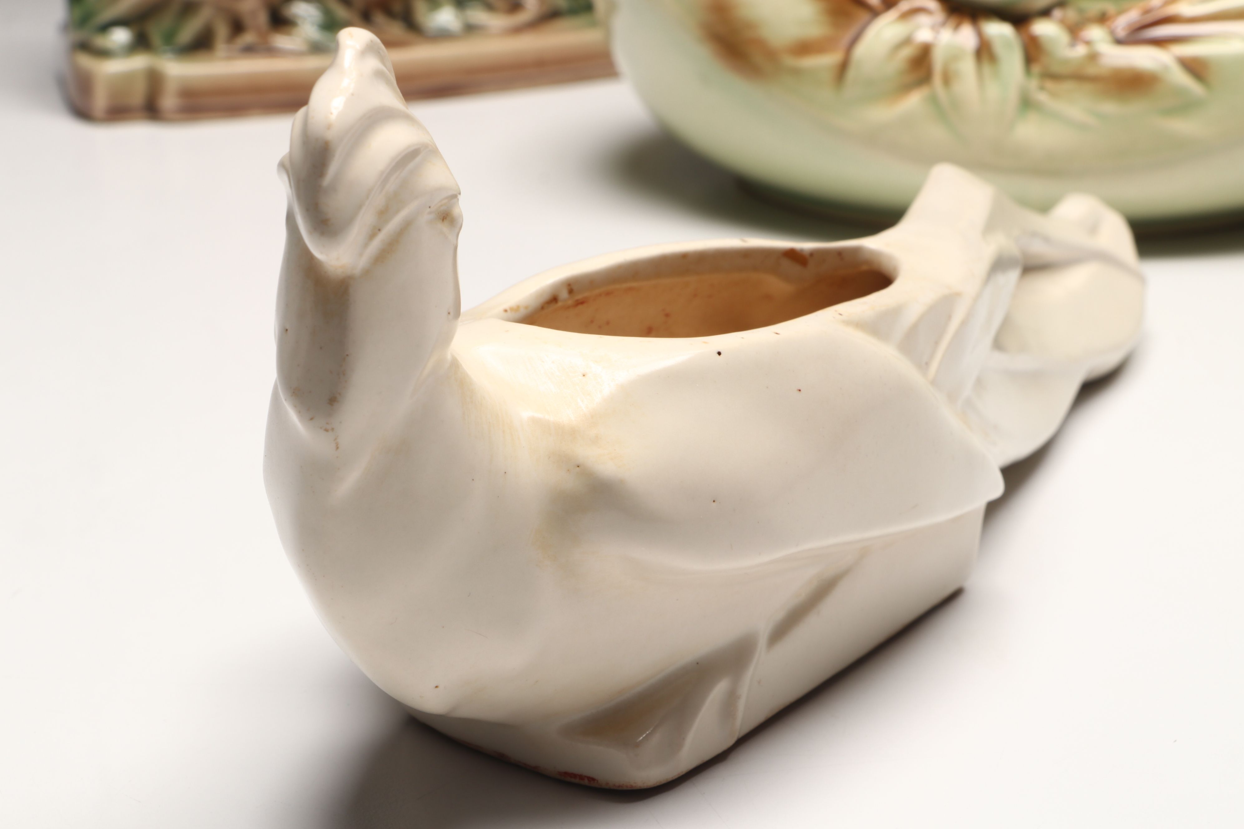 McCoy Bird On Flower Wall Pocket with More Vintage McCoy Vases and Planters