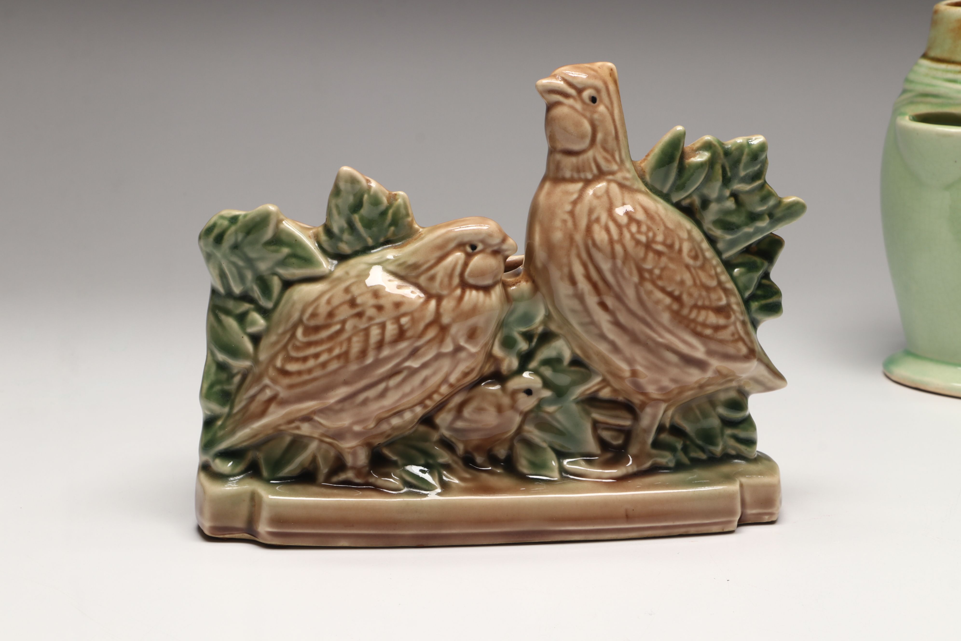 McCoy Bird On Flower Wall Pocket with More Vintage McCoy Vases and Planters