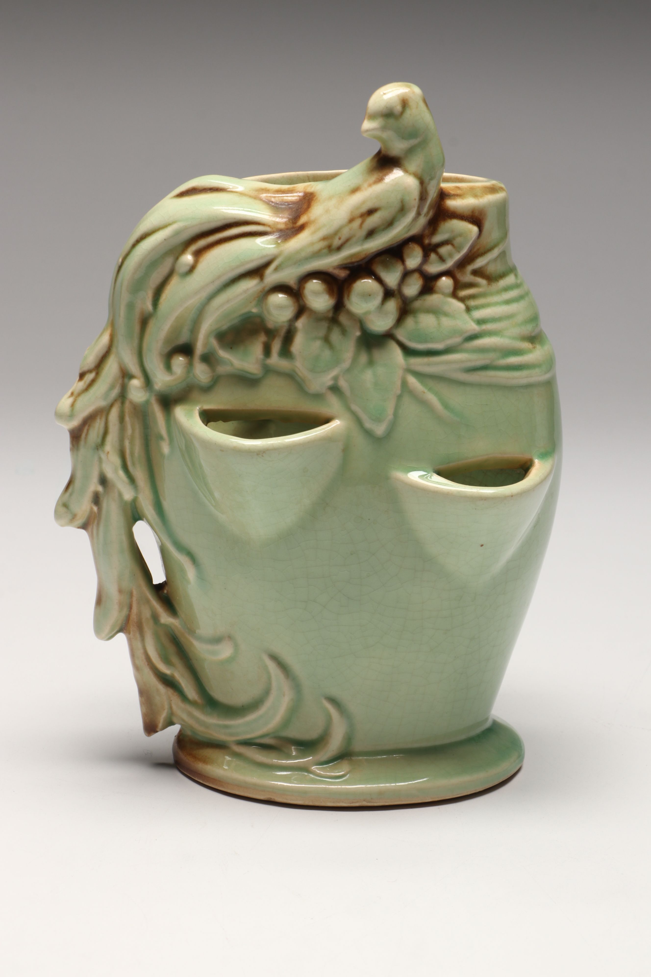 McCoy Bird On Flower Wall Pocket with More Vintage McCoy Vases and Planters