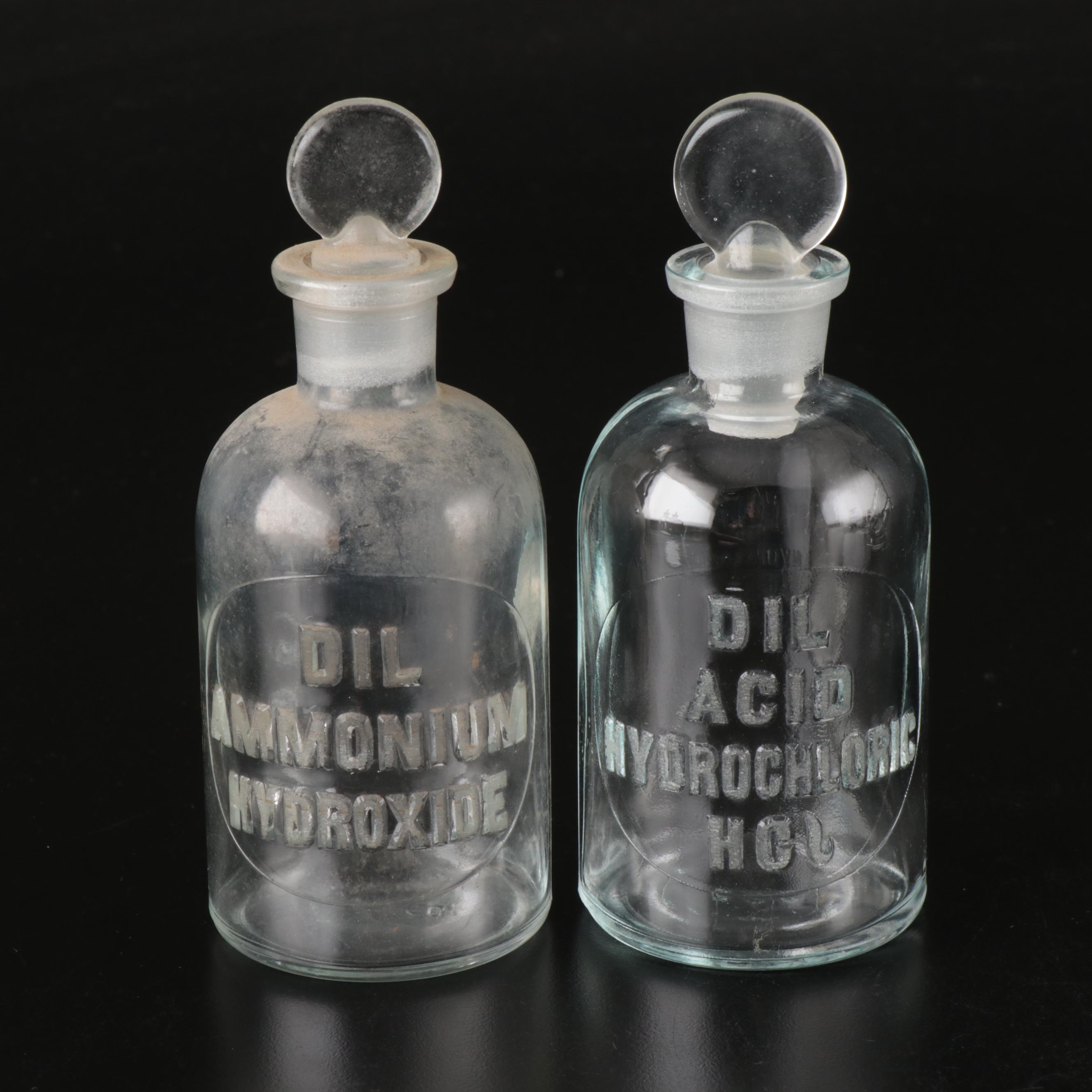 TCW & Co. and Other Laboratory Bottles, with Glass Mortar & Pestle