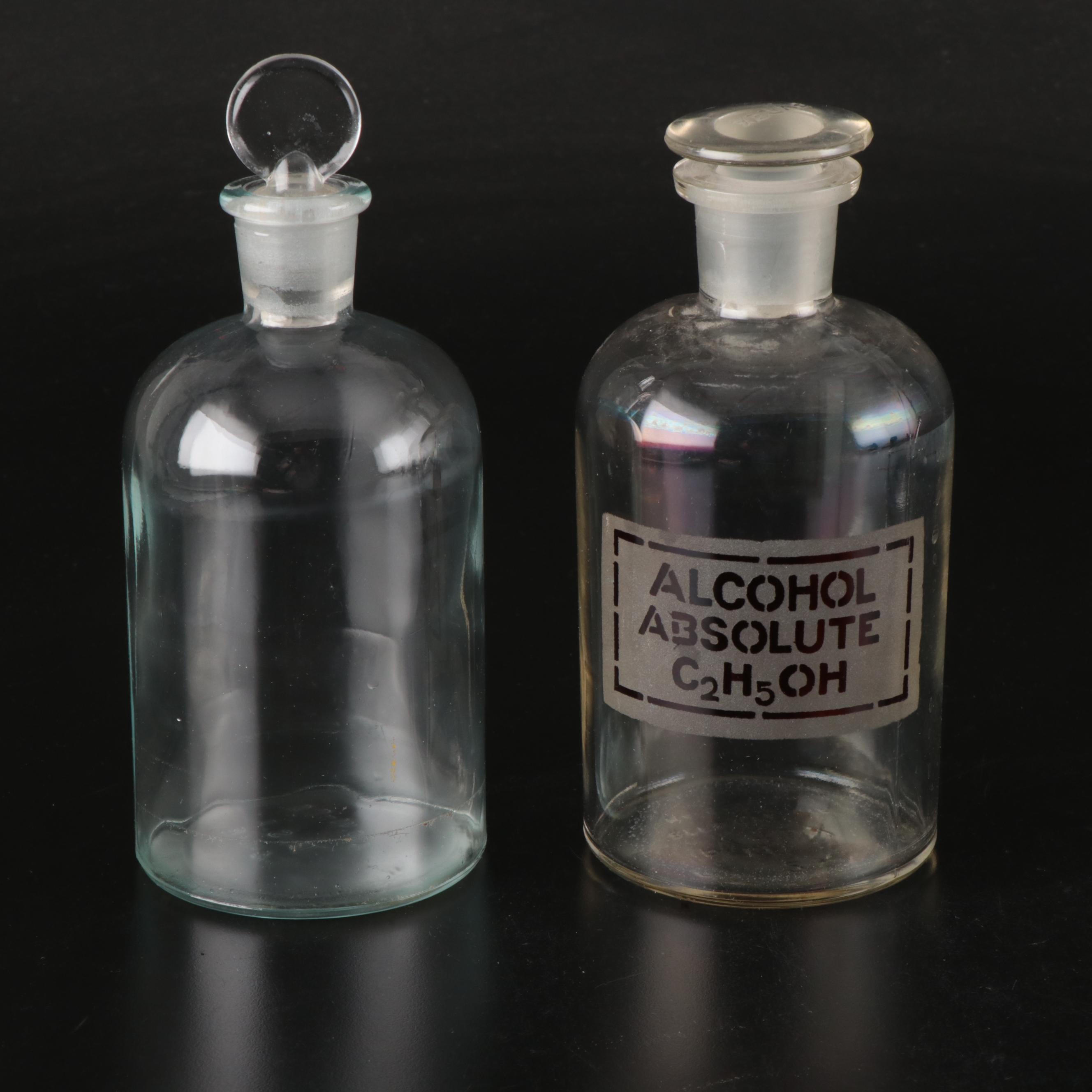 TCW & Co. and Other Laboratory Bottles, with Glass Mortar & Pestle