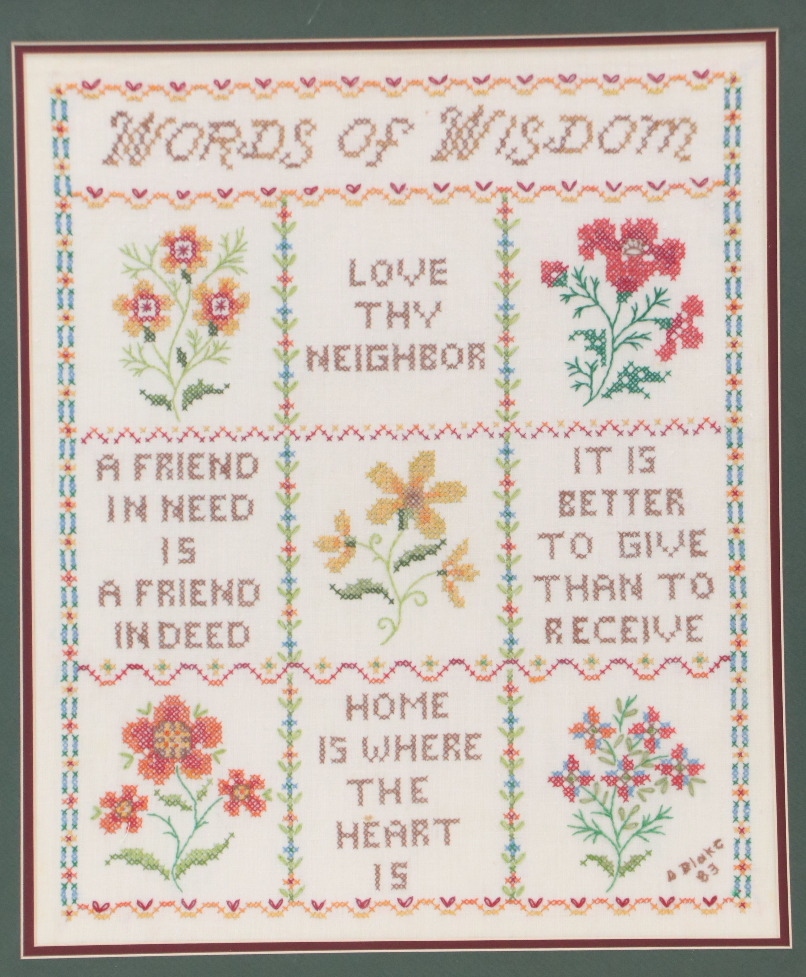 Floral Cross-Stitch Panel, 1983