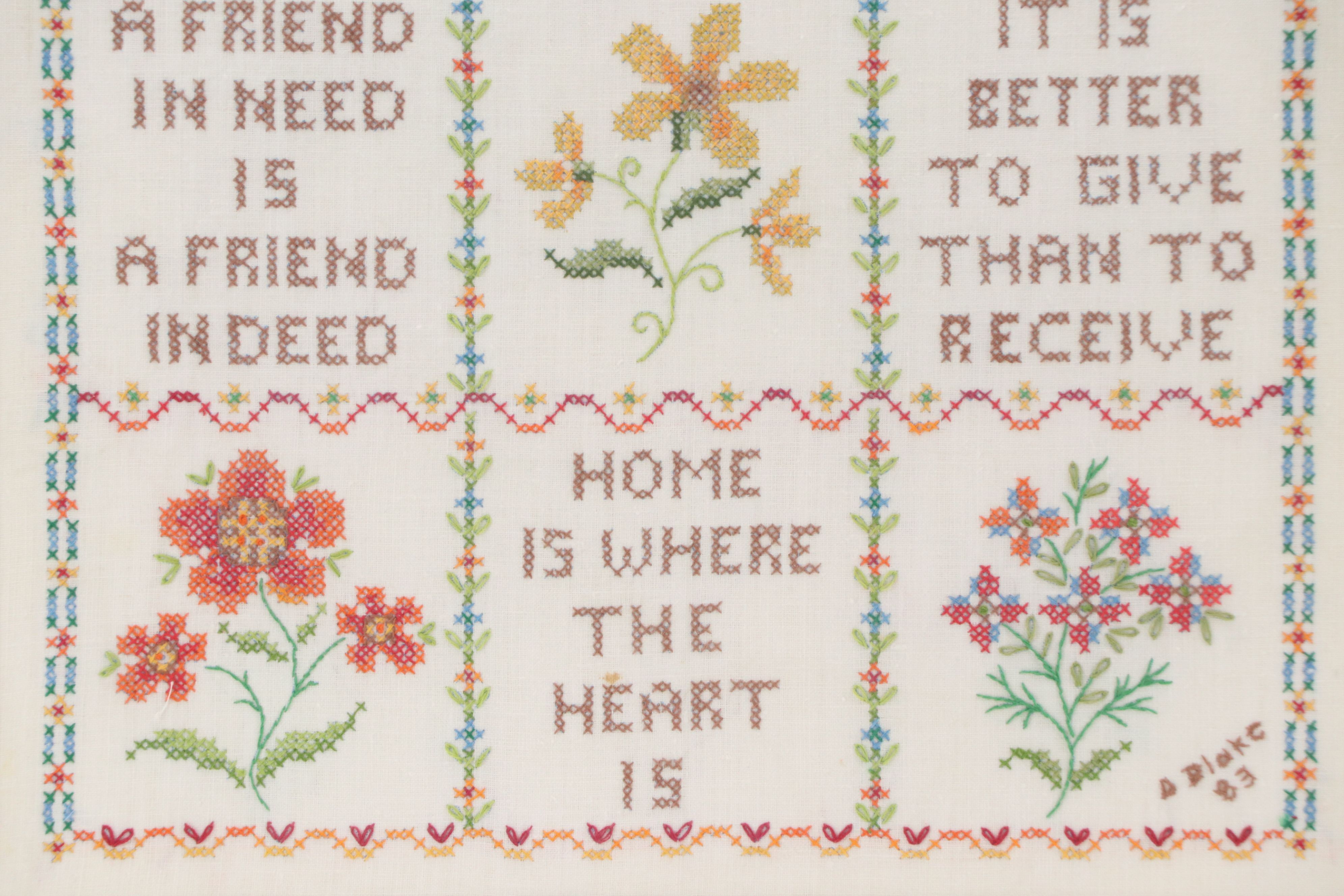 Floral Cross-Stitch Panel, 1983