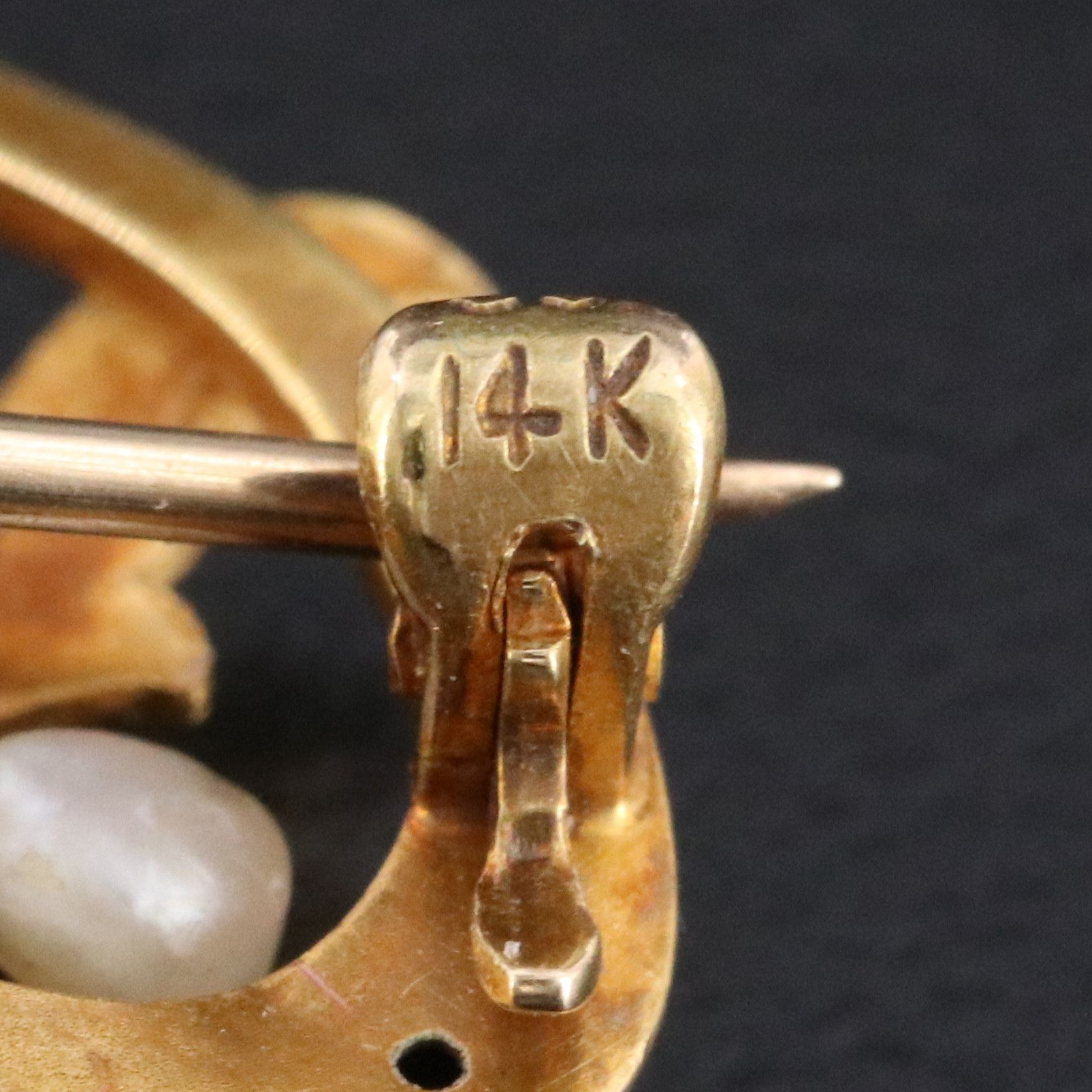 Art Nouveau 14K Peridot, Seed Pearl, and Enamel Floral Converter Brooch