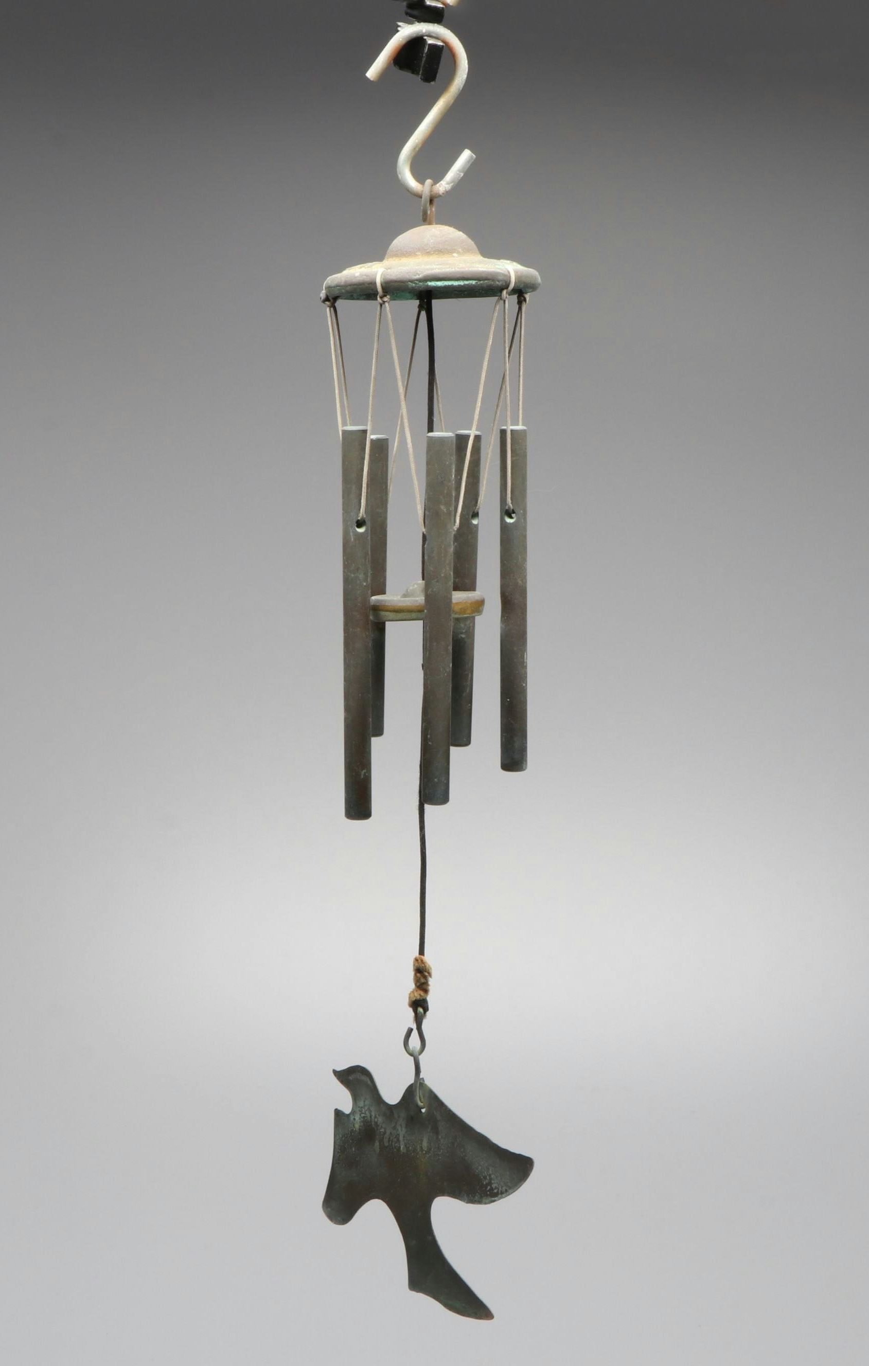 Harmony Hollow and Other Patinated Metal Wind Chimes with Lantern