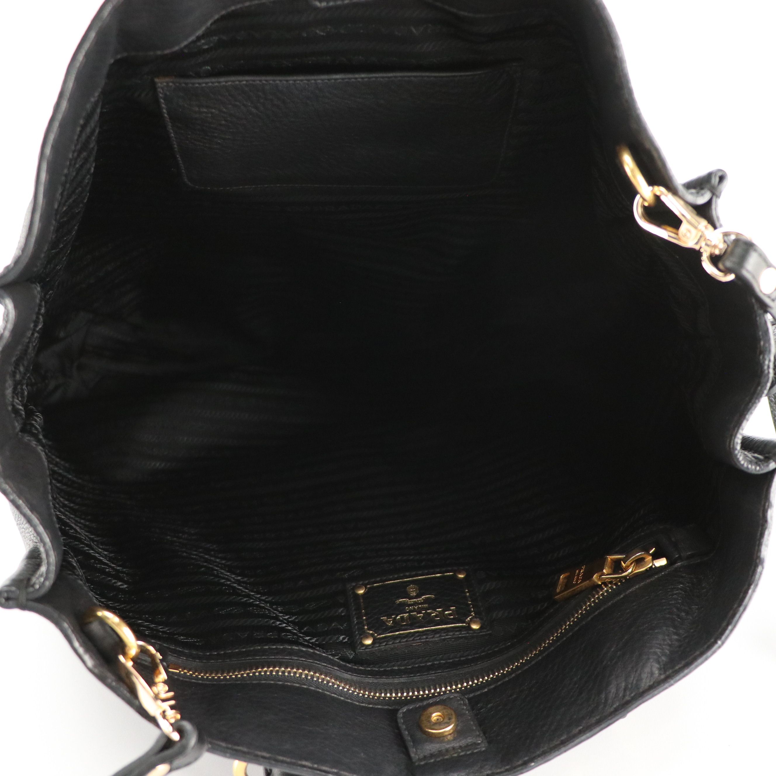 Prada Large Slouchy Two-Way Tote in Black Vitello Daino Leather