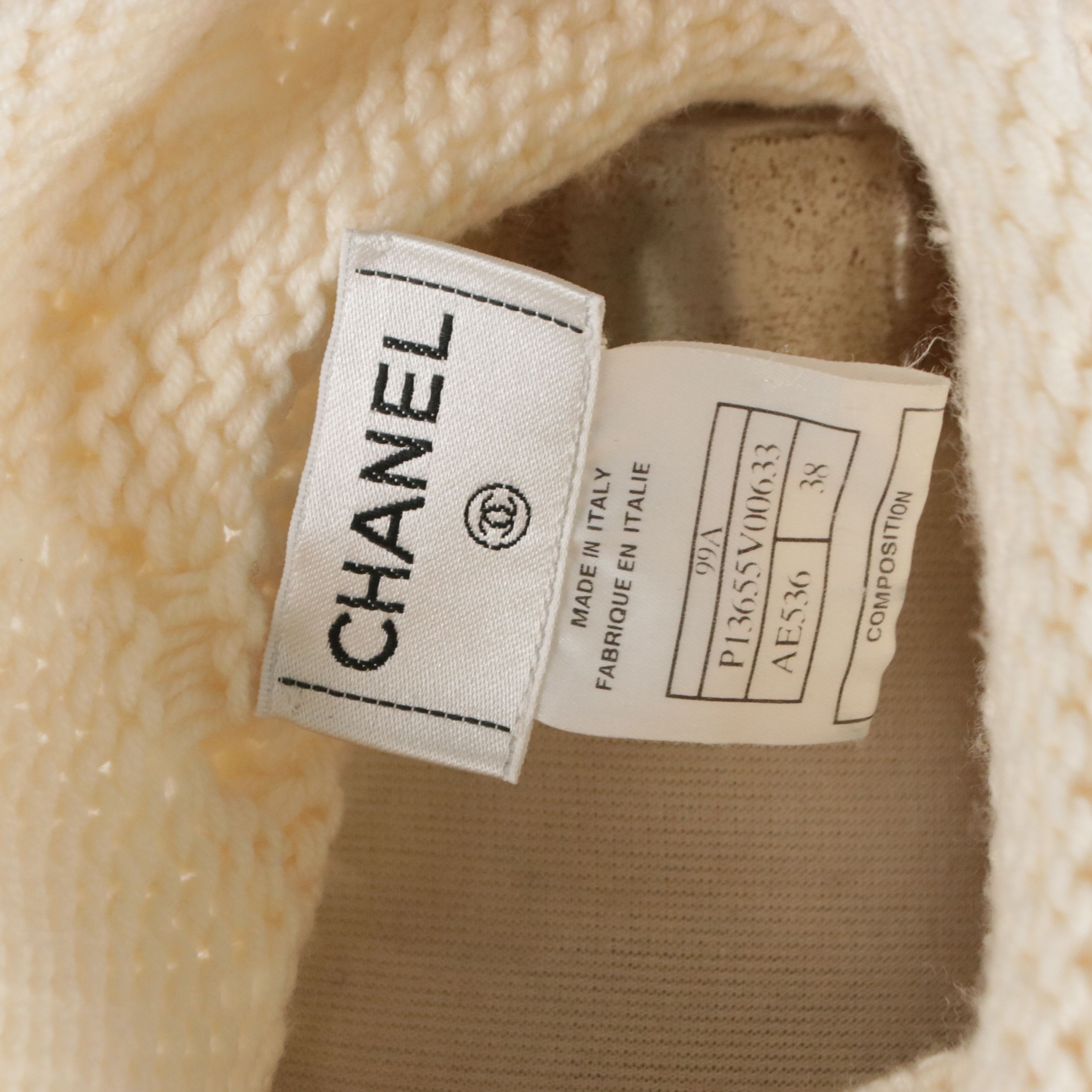 Chanel Cream Knit Wool Mock Neck Sweater