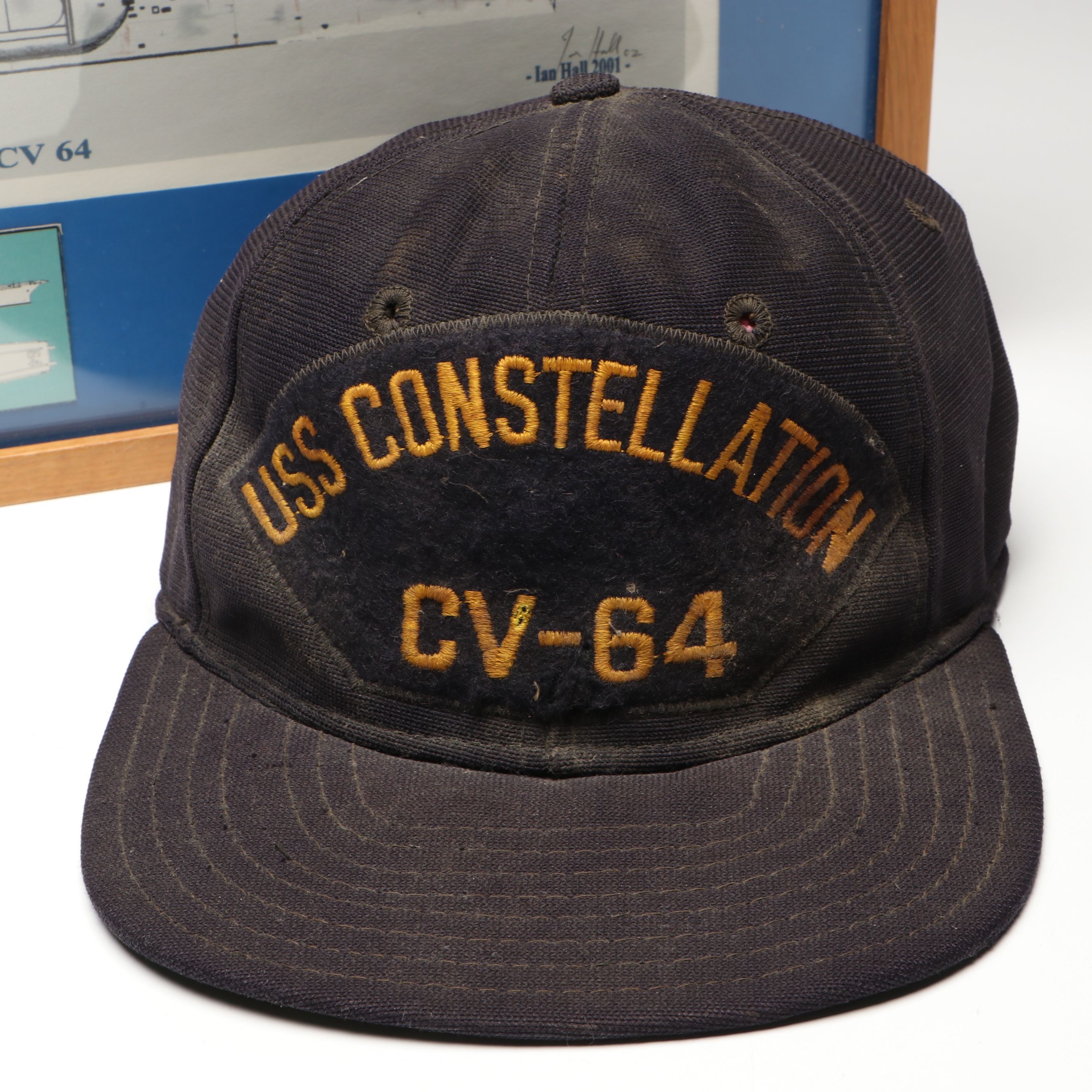 U.S.S. Constellation Print, Patch and Hat with F-4J Phantom II Figurine