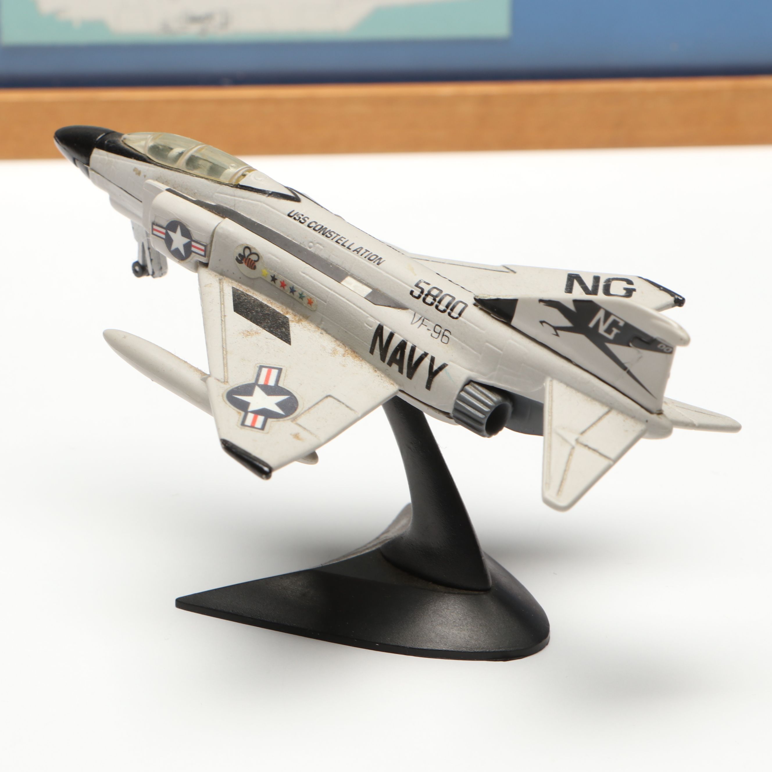 U.S.S. Constellation Print, Patch and Hat with F-4J Phantom II Figurine
