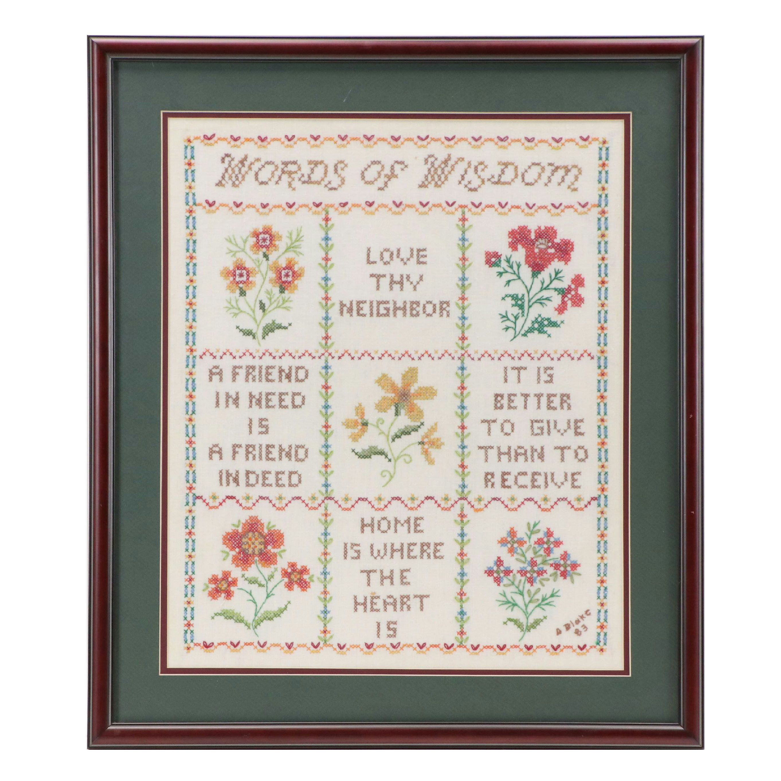 Floral Cross-Stitch Panel, 1983