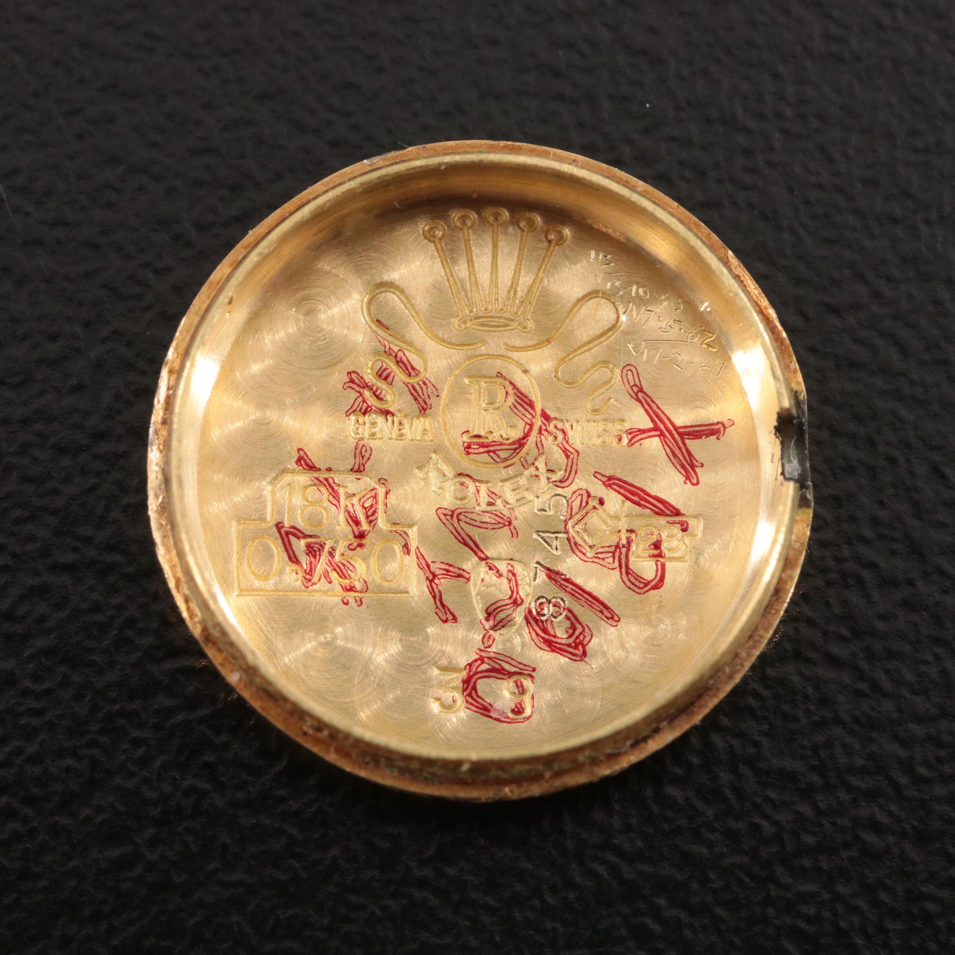 Vintage Rolex Precision Hinged Dial Cover 18K Manual Wind Watch