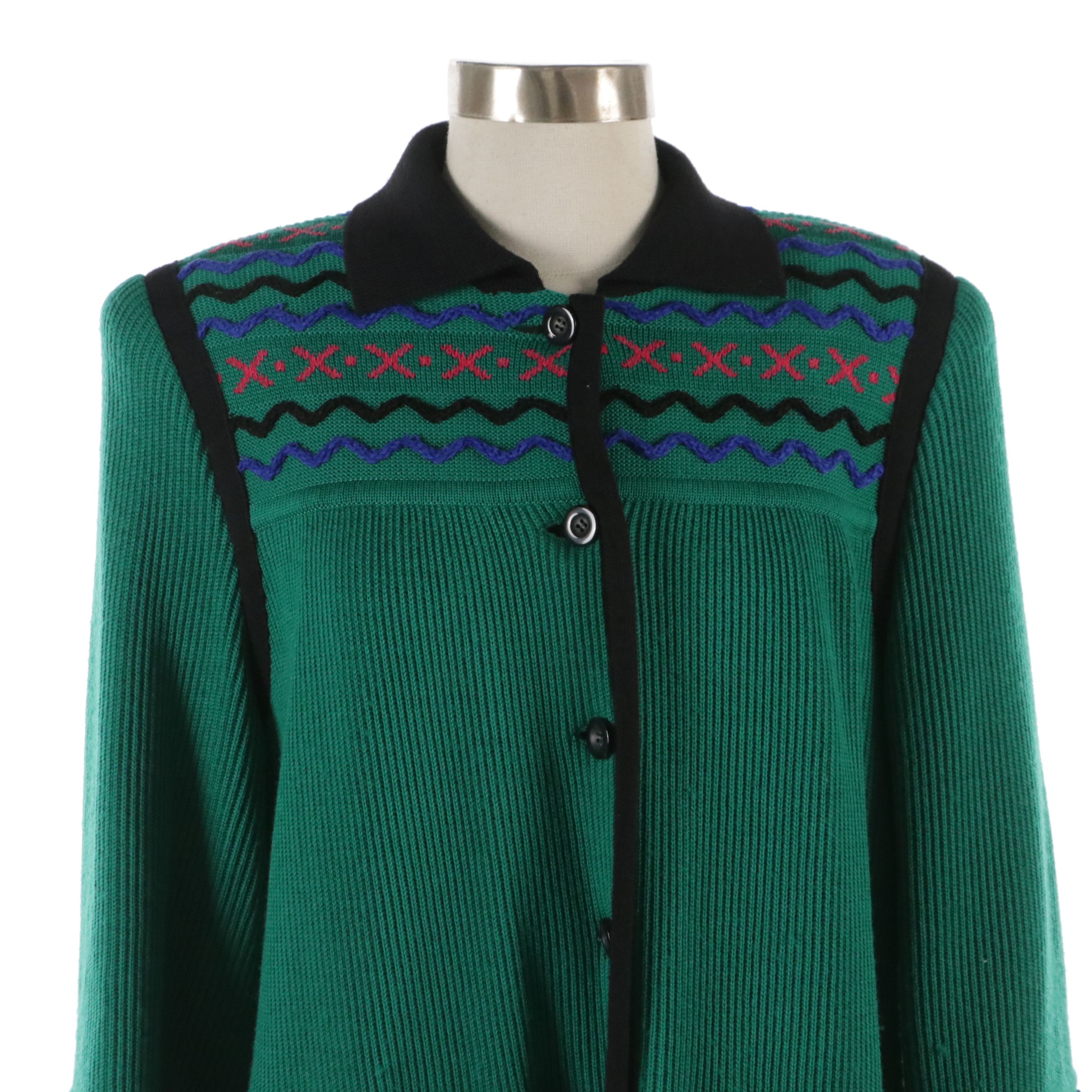 Yves Saint Laurent Knit Cardigan Jacket in Wool Blend, 1980s