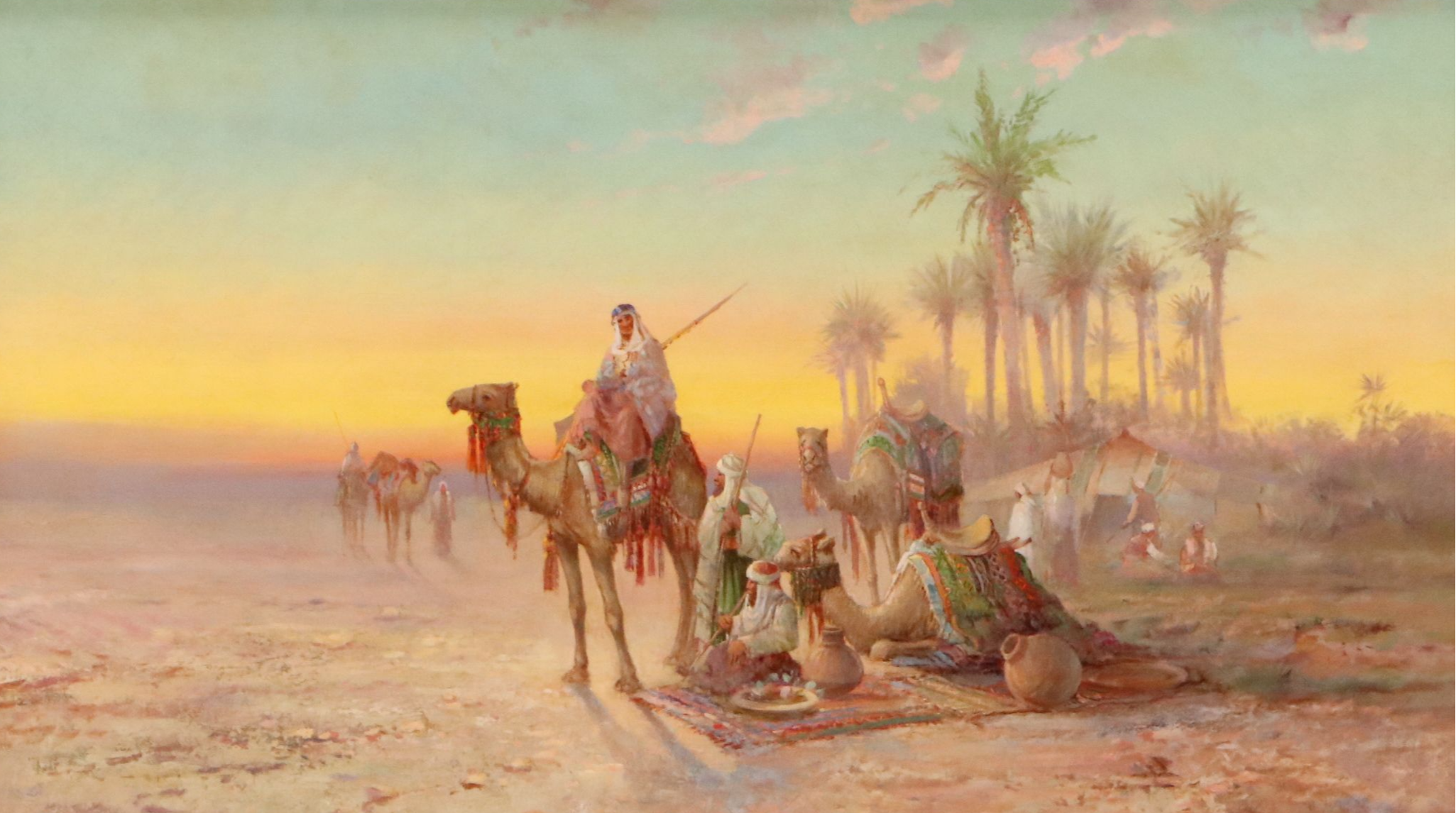 Victor Casnelli Orientalist Scene Oil Painting, Early 20th Century