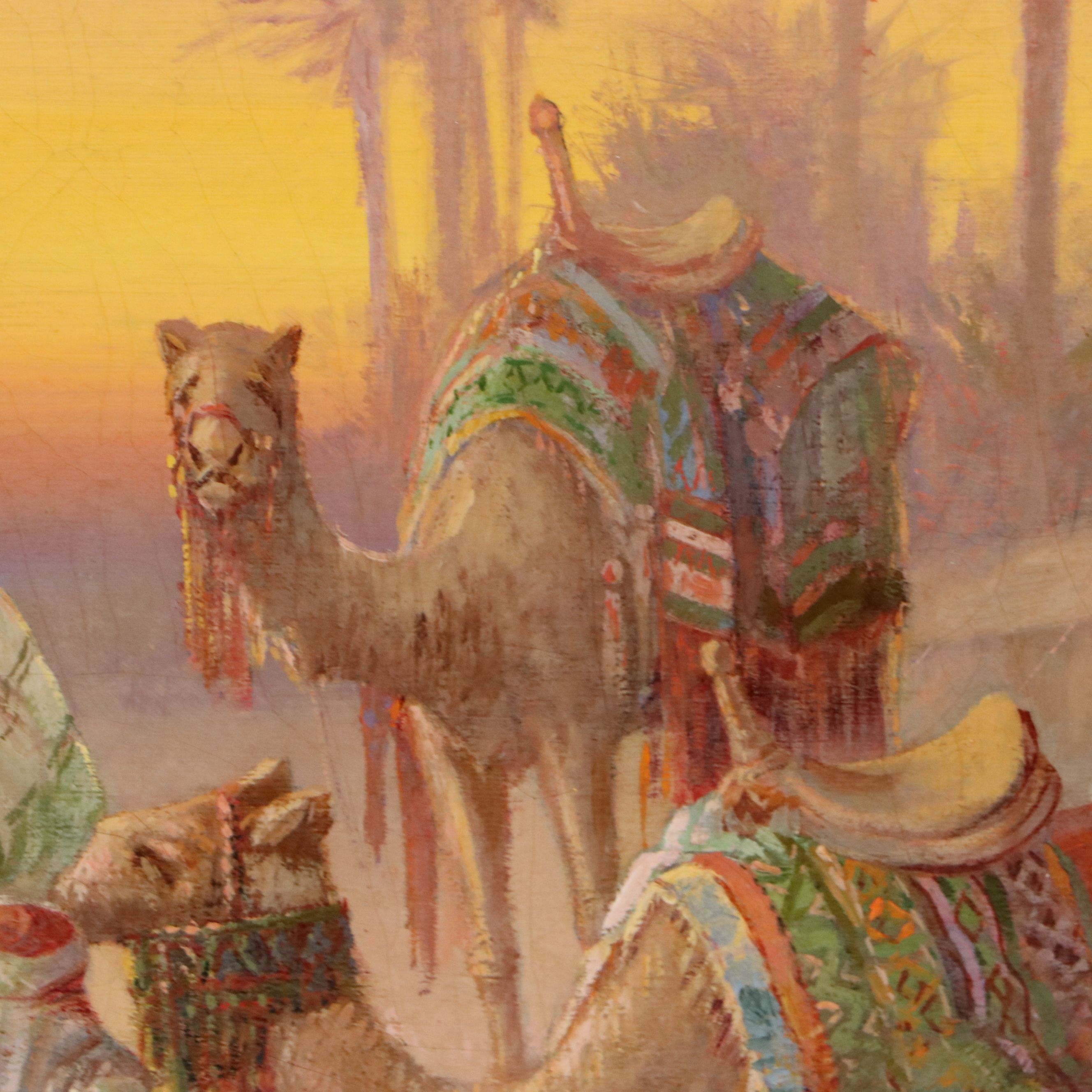 Victor Casnelli Orientalist Scene Oil Painting, Early 20th Century