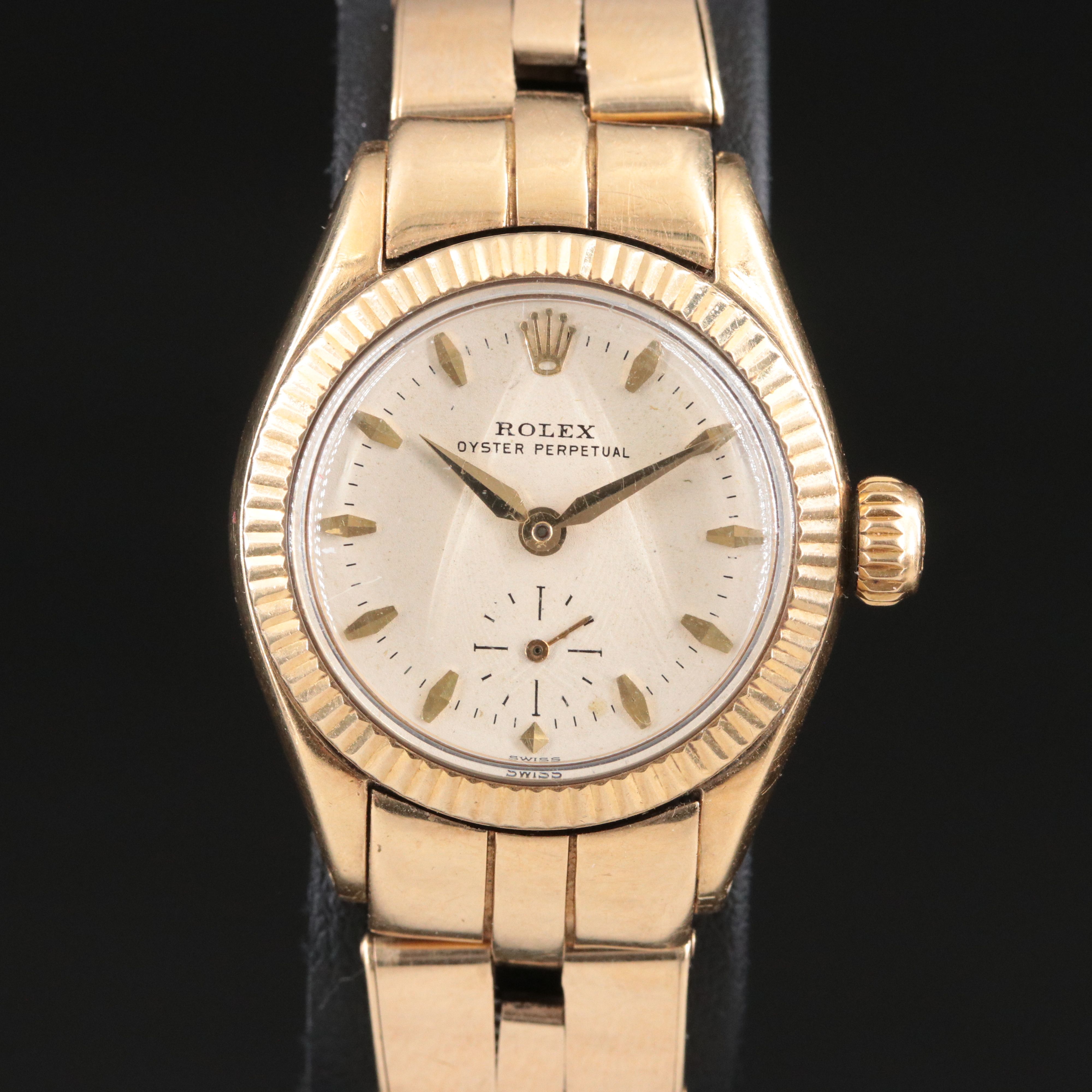 Vintage 14K Rolex Oyster Perpetual Custom Expansion Bracelet Watch