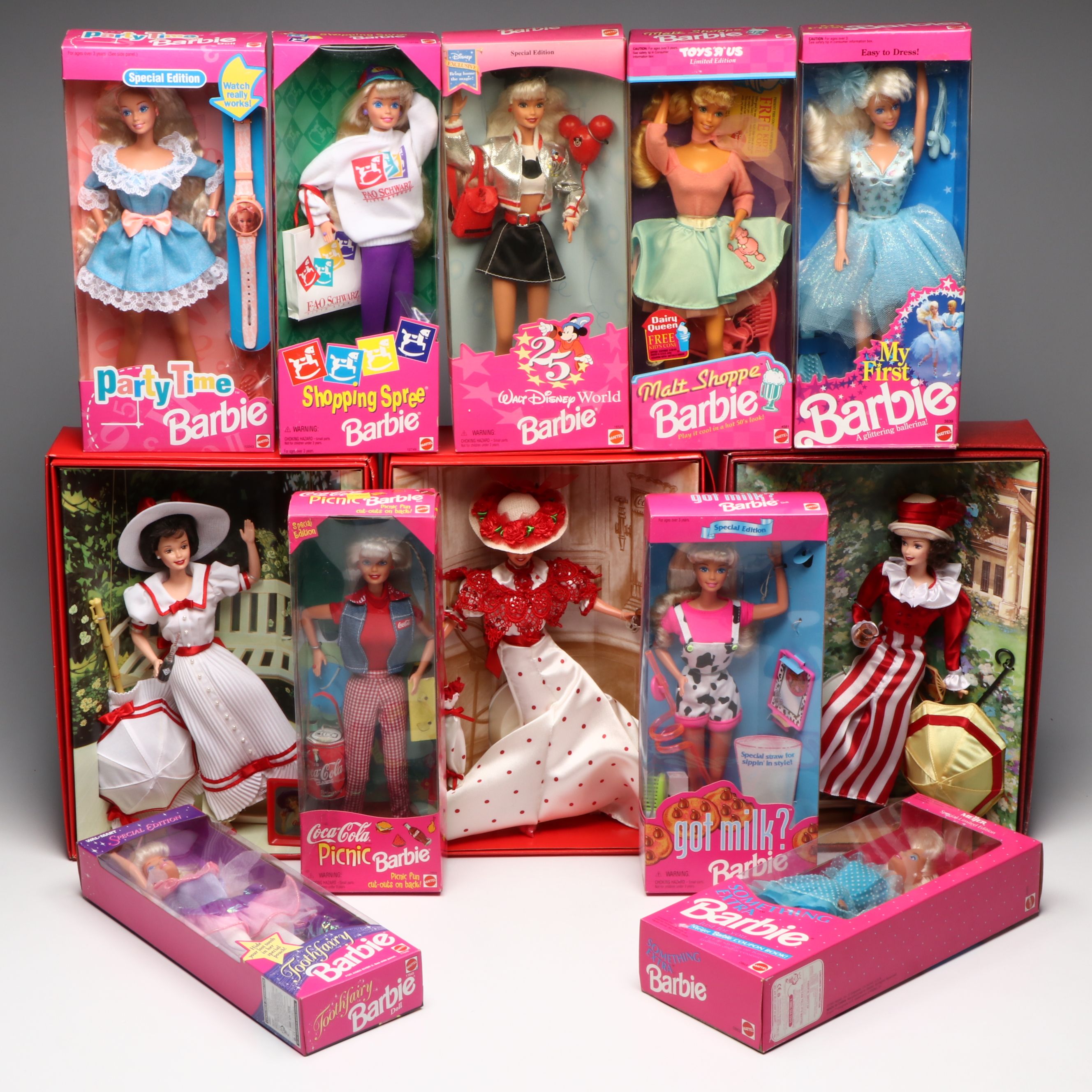 Barbie "Summer Daydreams," "Party Time," "Malt Shoppe" with More Dolls
