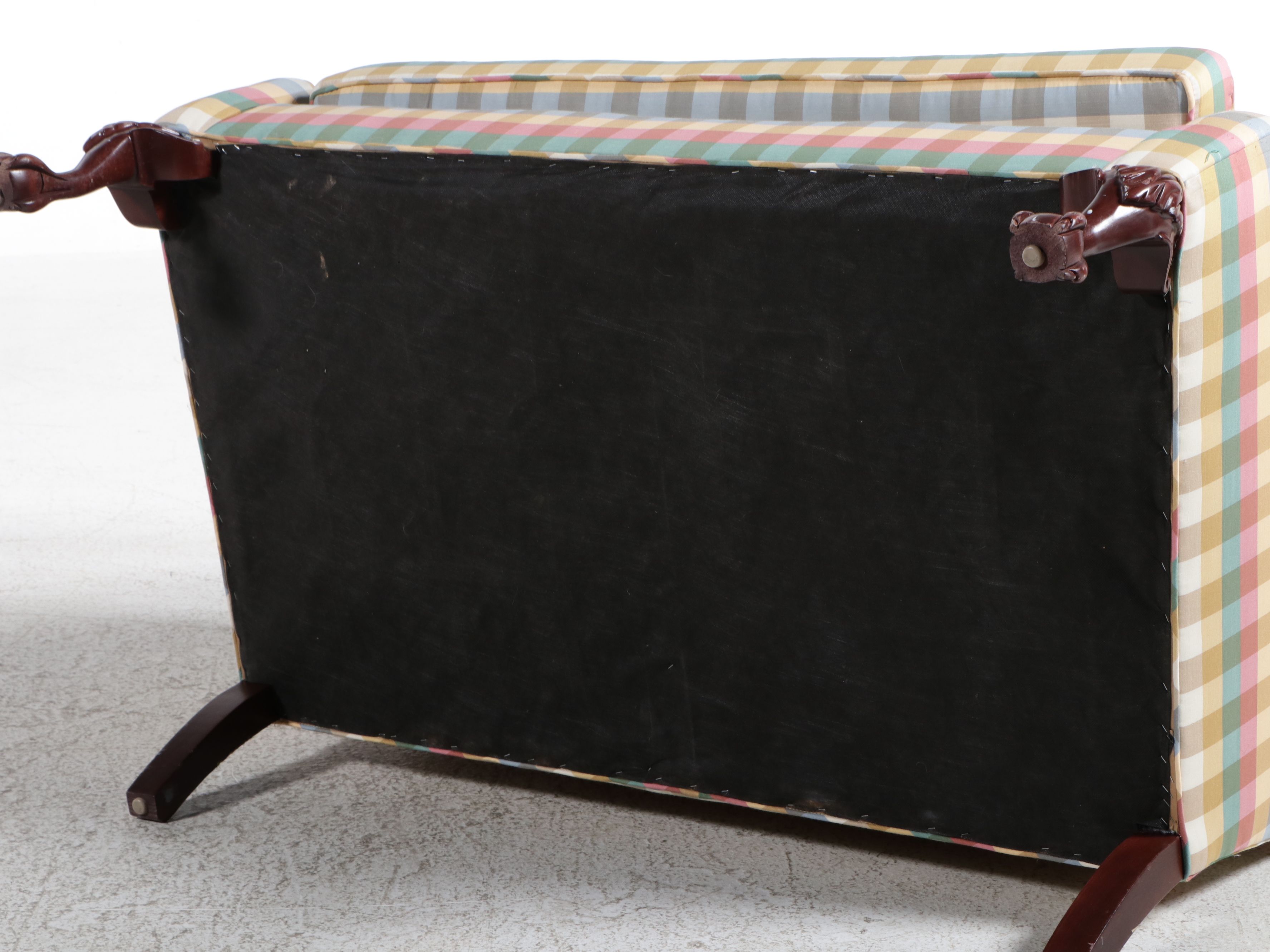 Hunt Galleries Chippendale Style Plaid Upholstered Settee