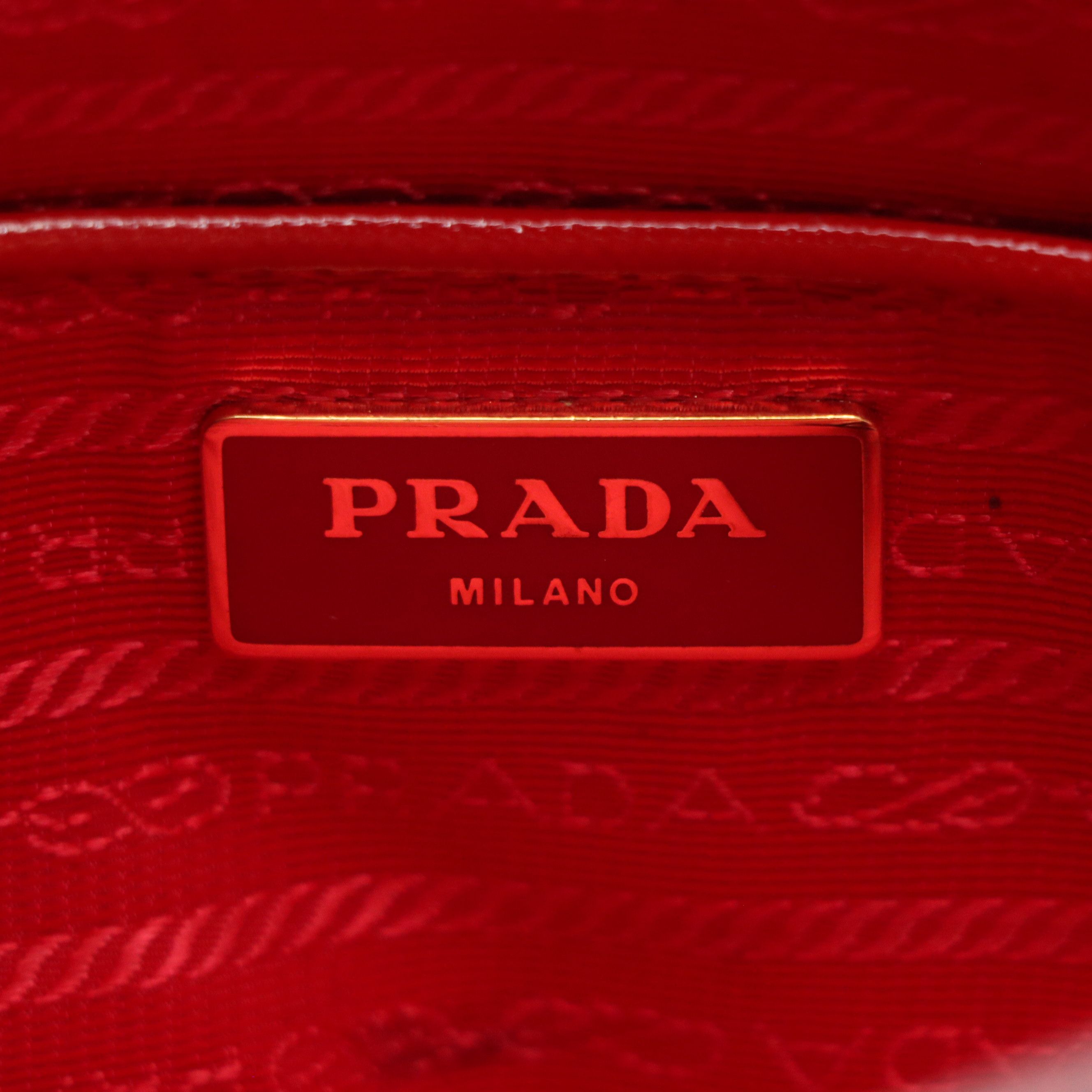 Prada Vertical Shopping Two-Way Tote in Red Patent Saffiano Leather