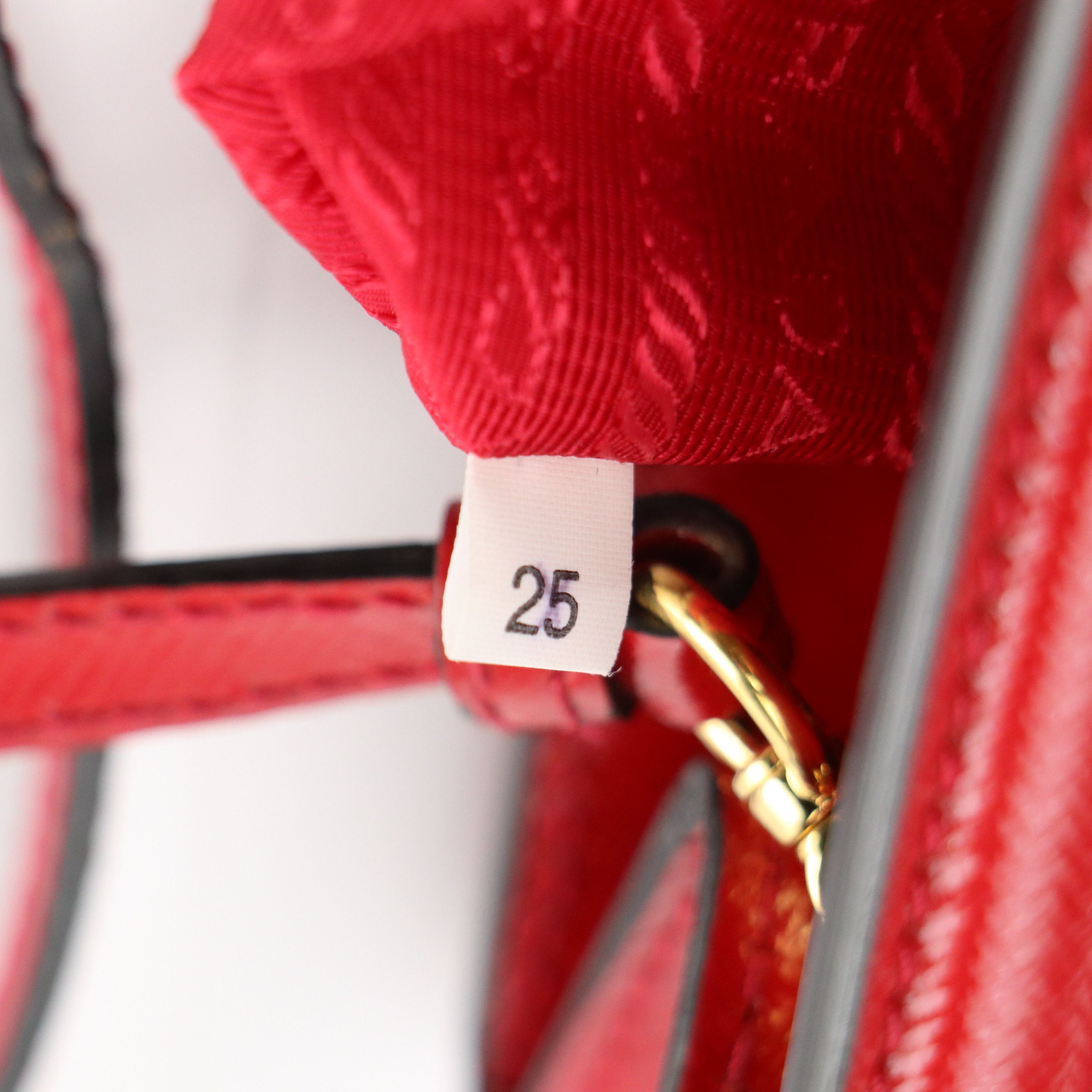 Prada Vertical Shopping Two-Way Tote in Red Patent Saffiano Leather