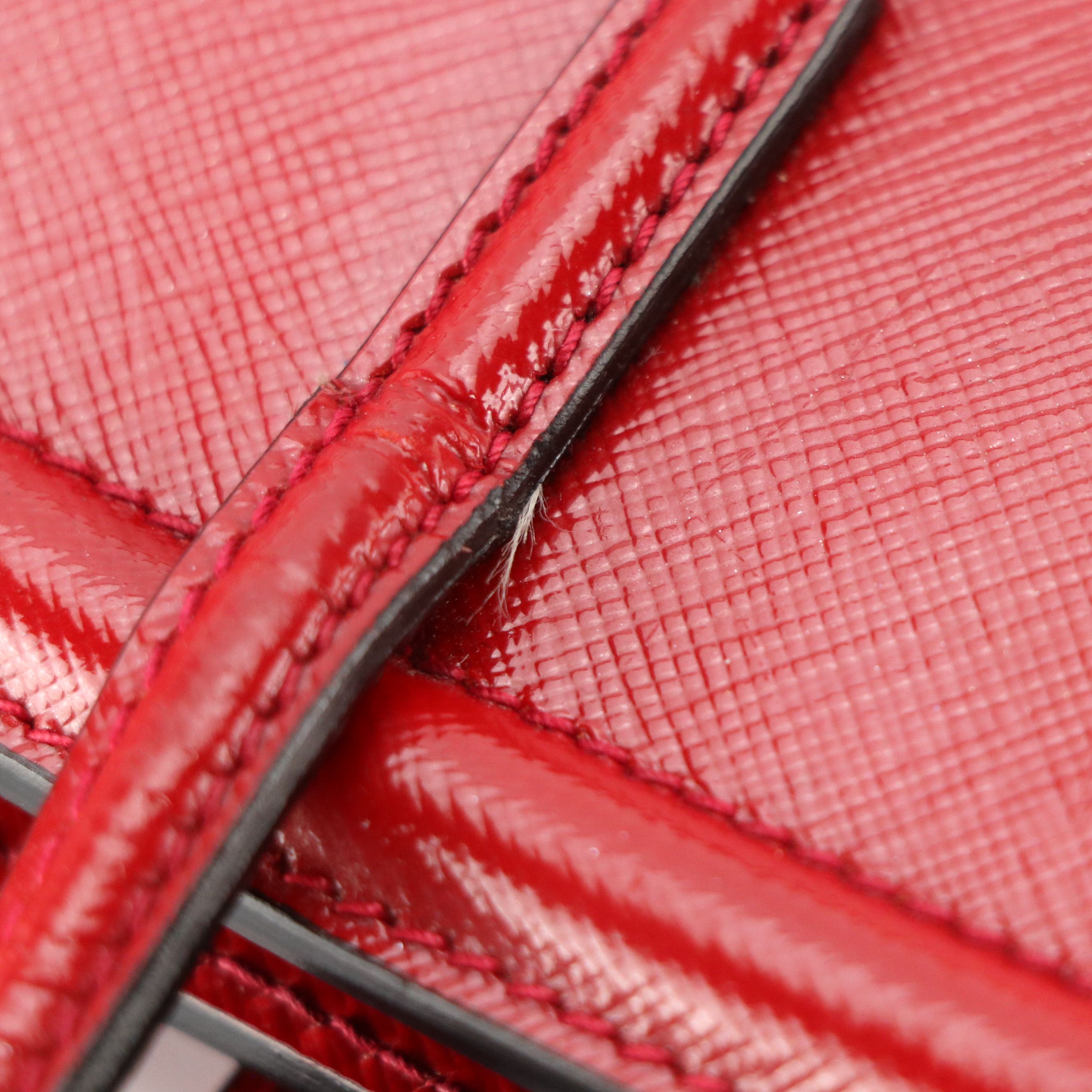 Prada Vertical Shopping Two-Way Tote in Red Patent Saffiano Leather