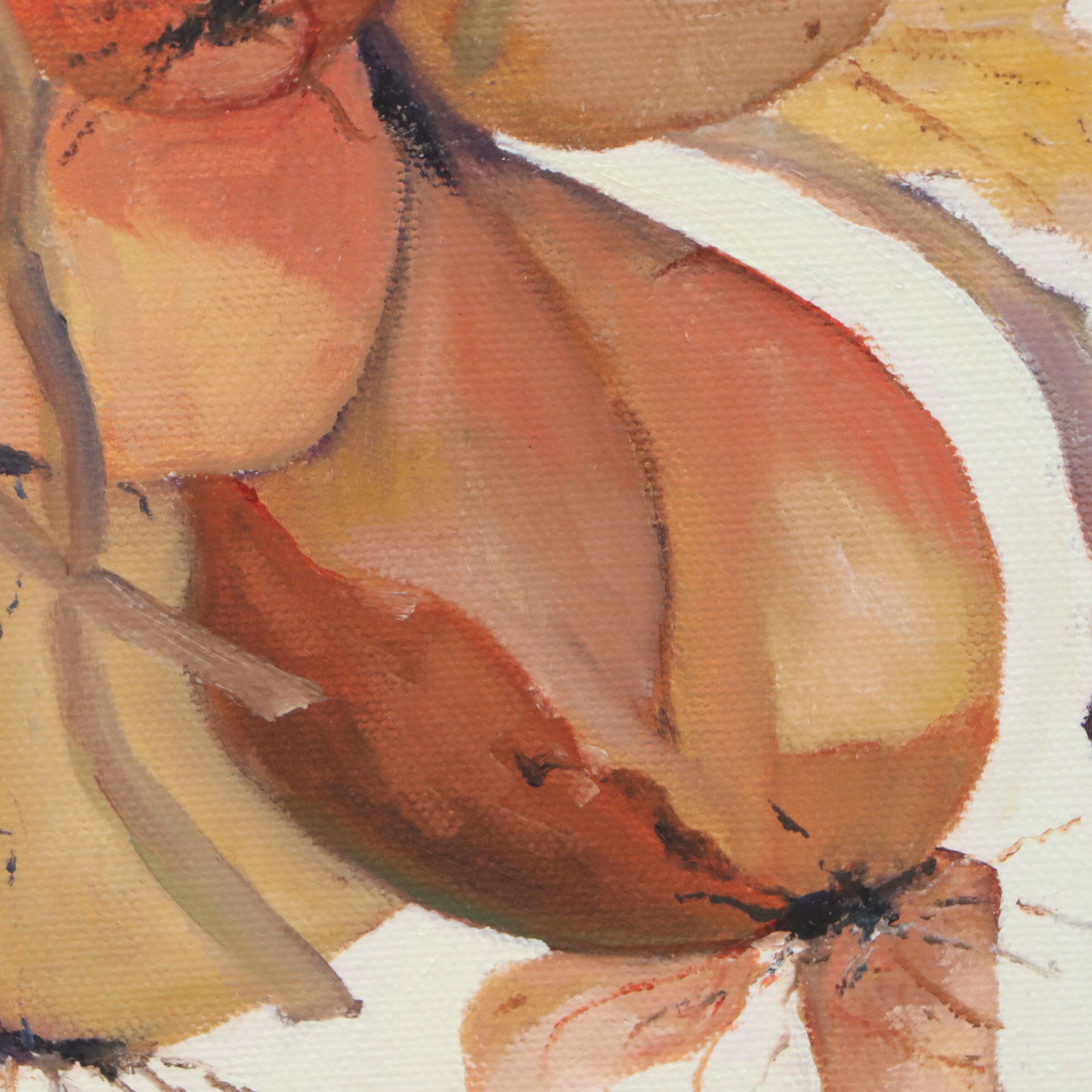 Susan Grier Oil Painting of Harvested Root Vegetables, Late 20th Century