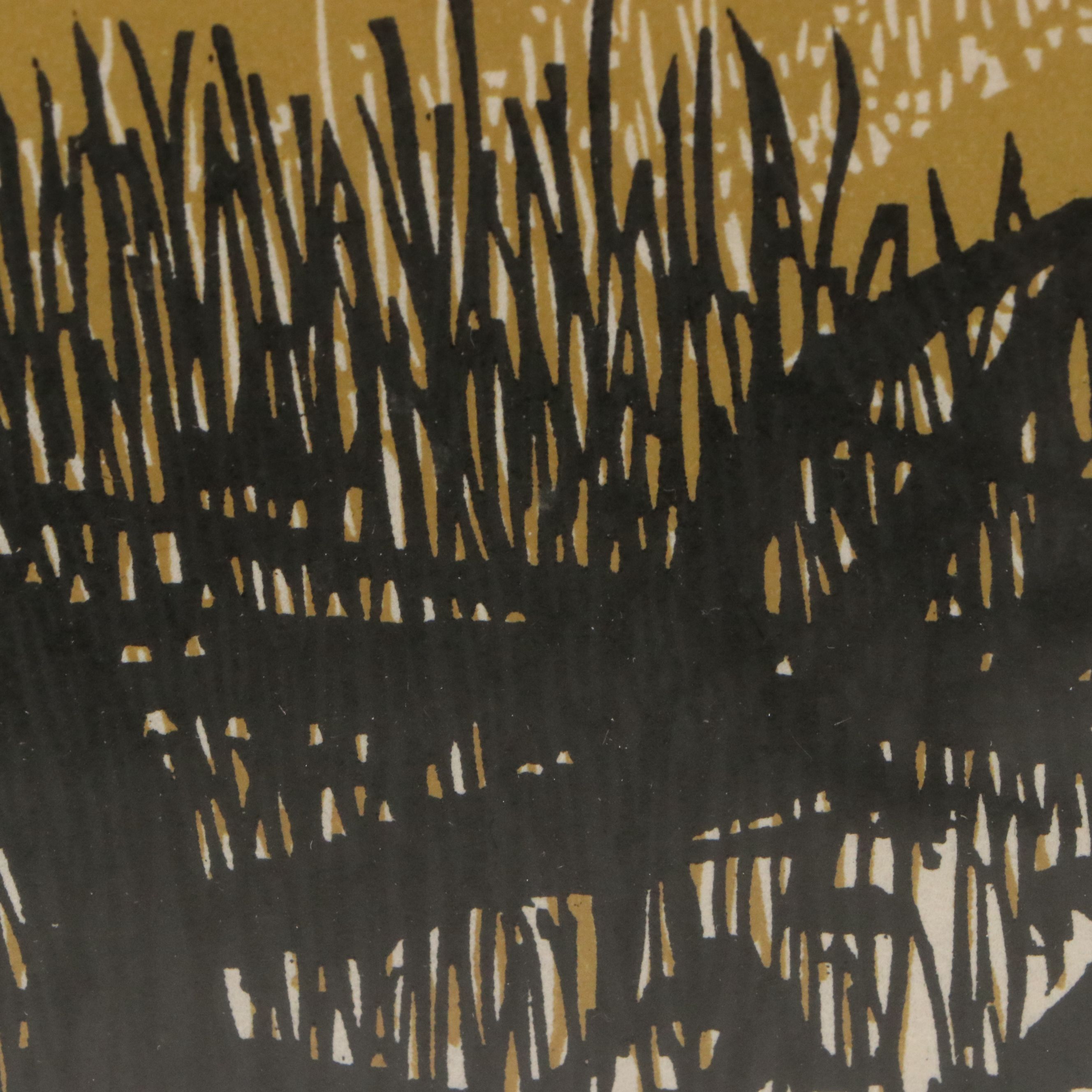 Frank Eckmair Color Woodcut "Corner of the Field"