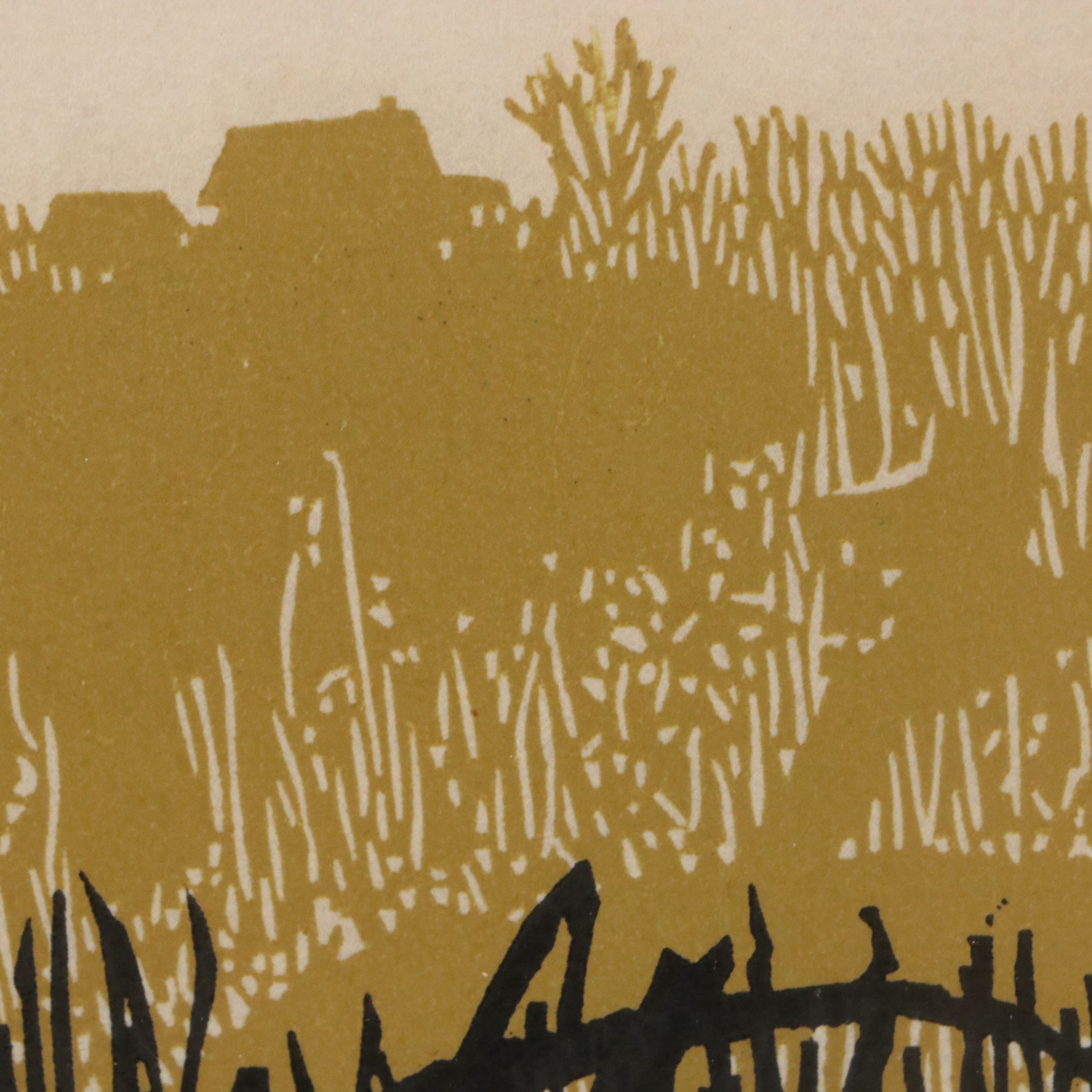 Frank Eckmair Color Woodcut "Corner of the Field"