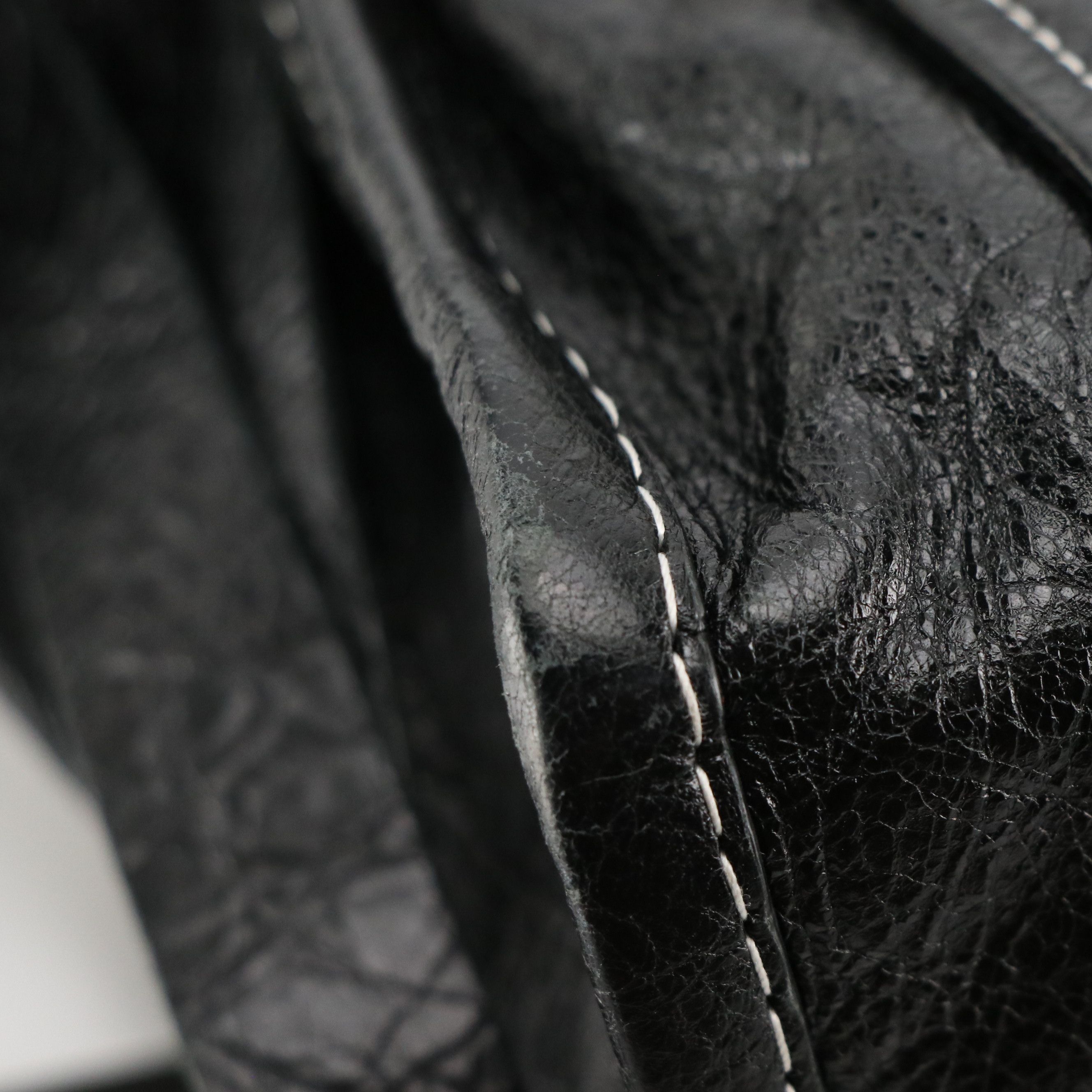 Balenciaga Bazar Fringe Two-Way Tote in Blue, Black & White Distressed Goatskin