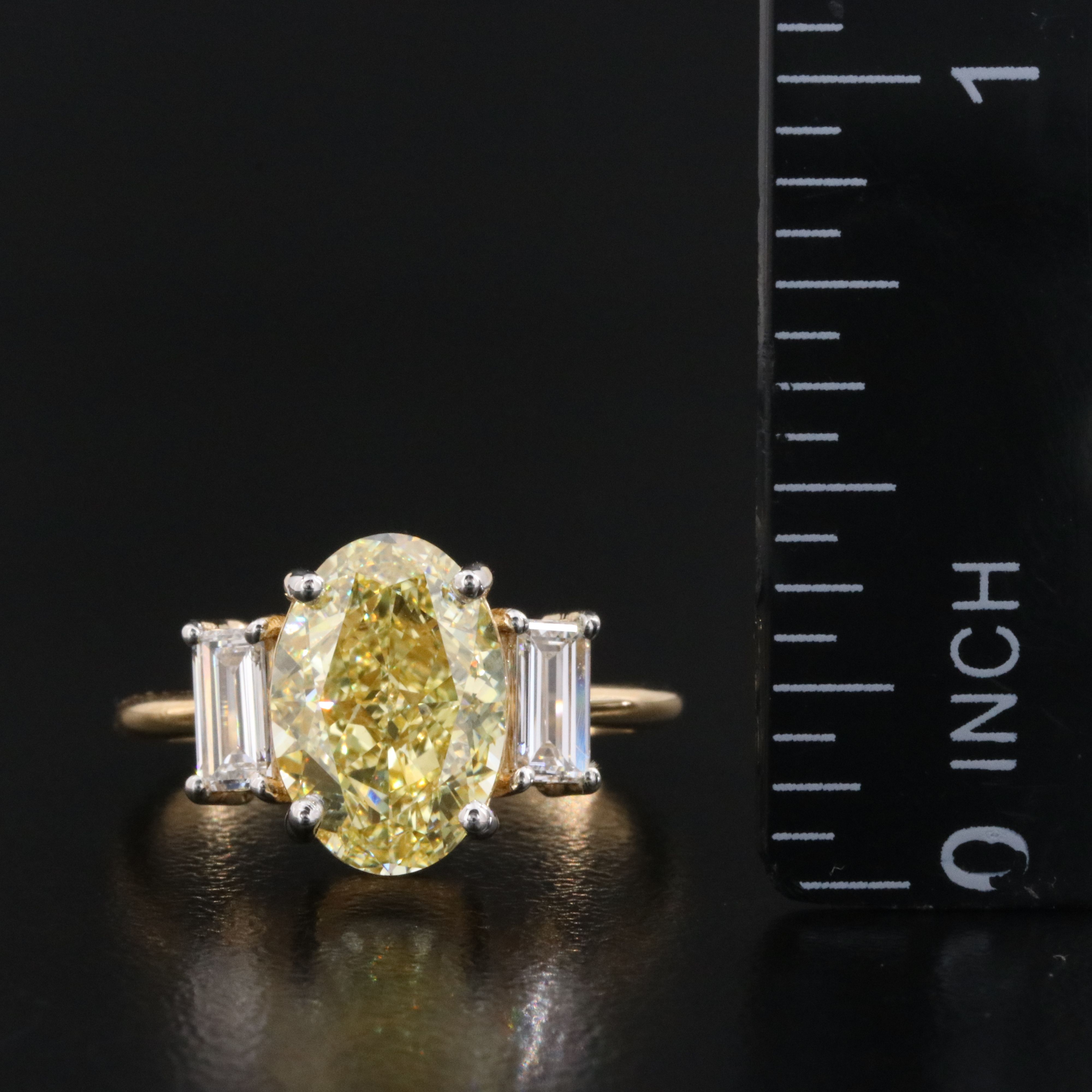 18K 3.44 CTW Lab Grown Diamond Ring with Fancy Color Center and IGI Report