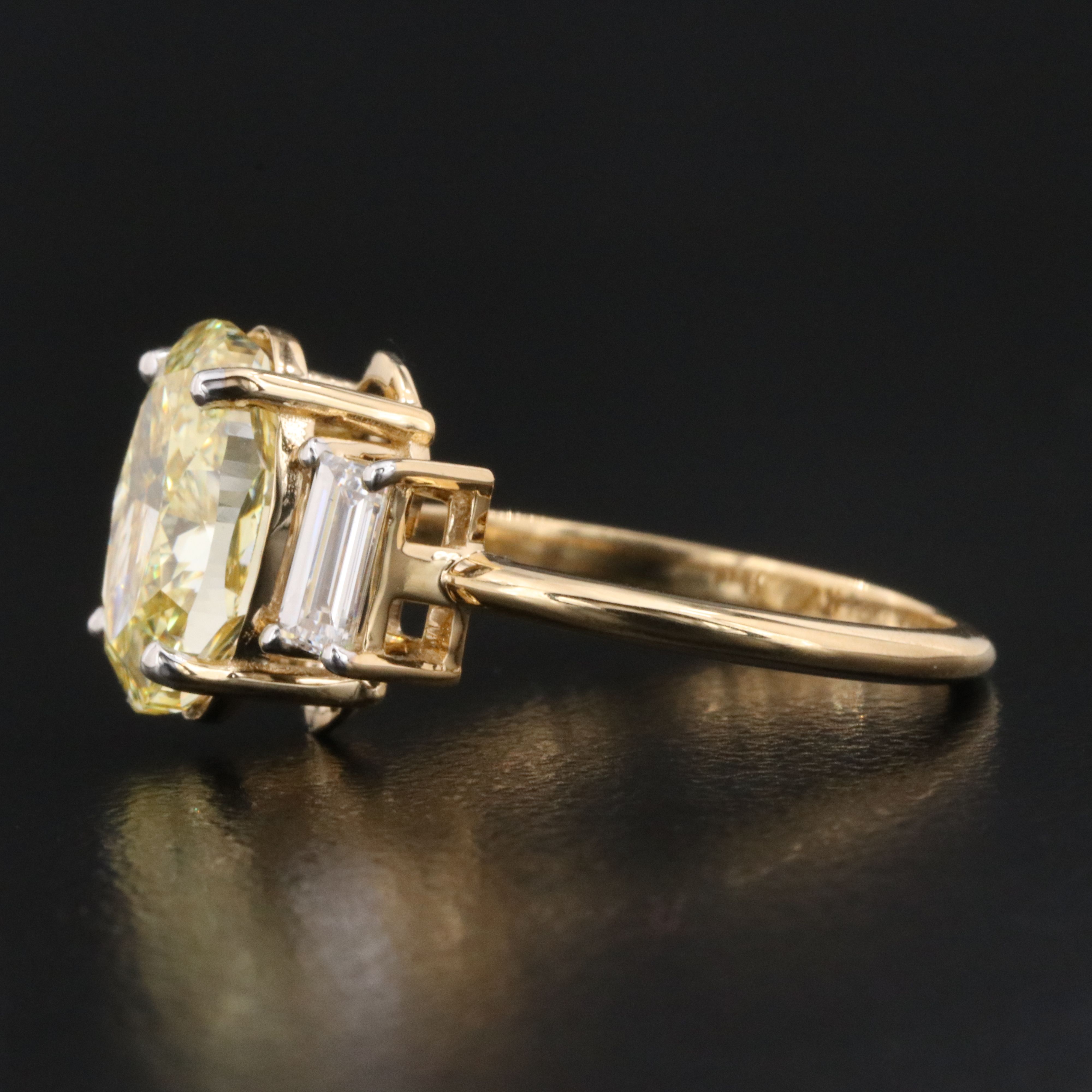 18K 3.44 CTW Lab Grown Diamond Ring with Fancy Color Center and IGI Report