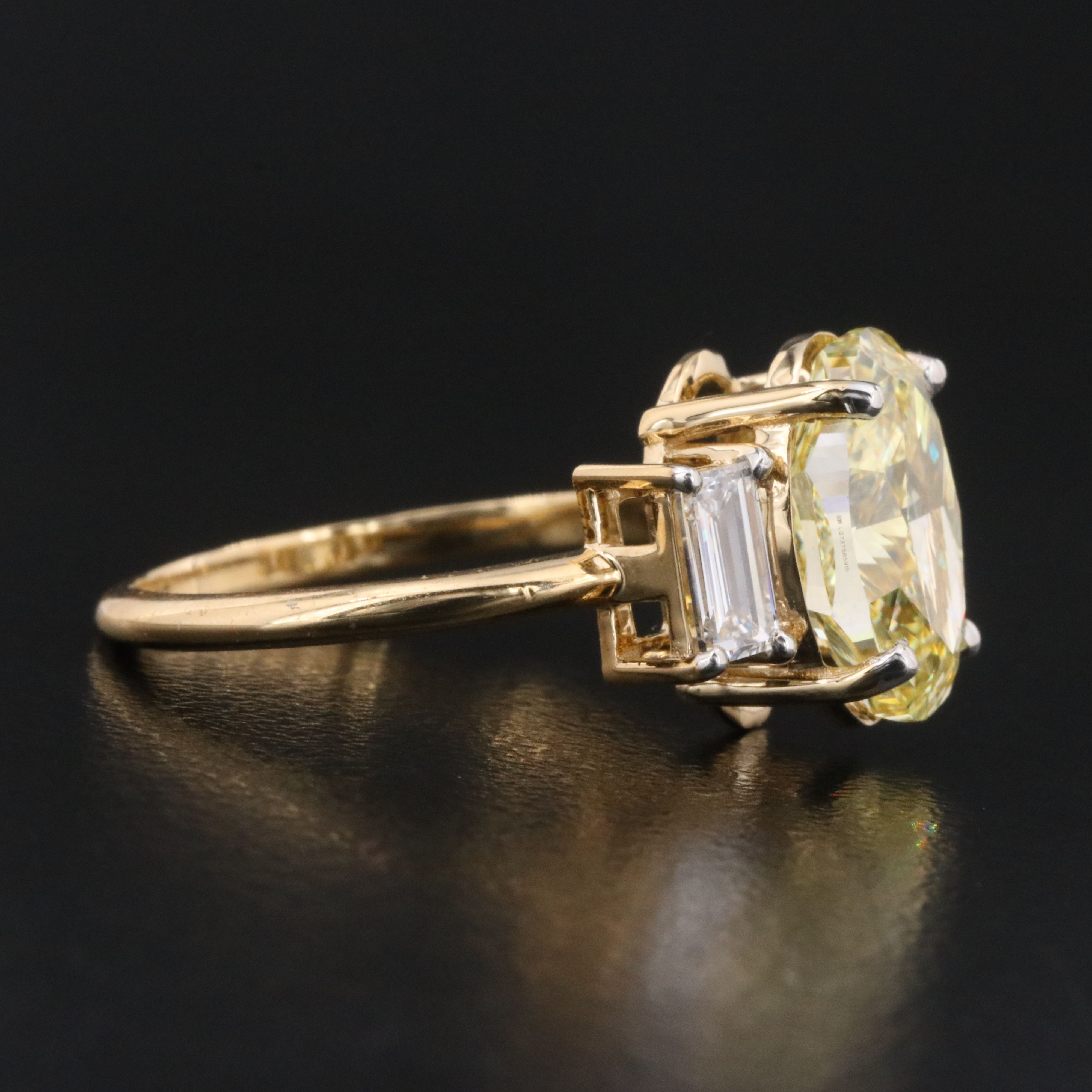 18K 3.44 CTW Lab Grown Diamond Ring with Fancy Color Center and IGI Report