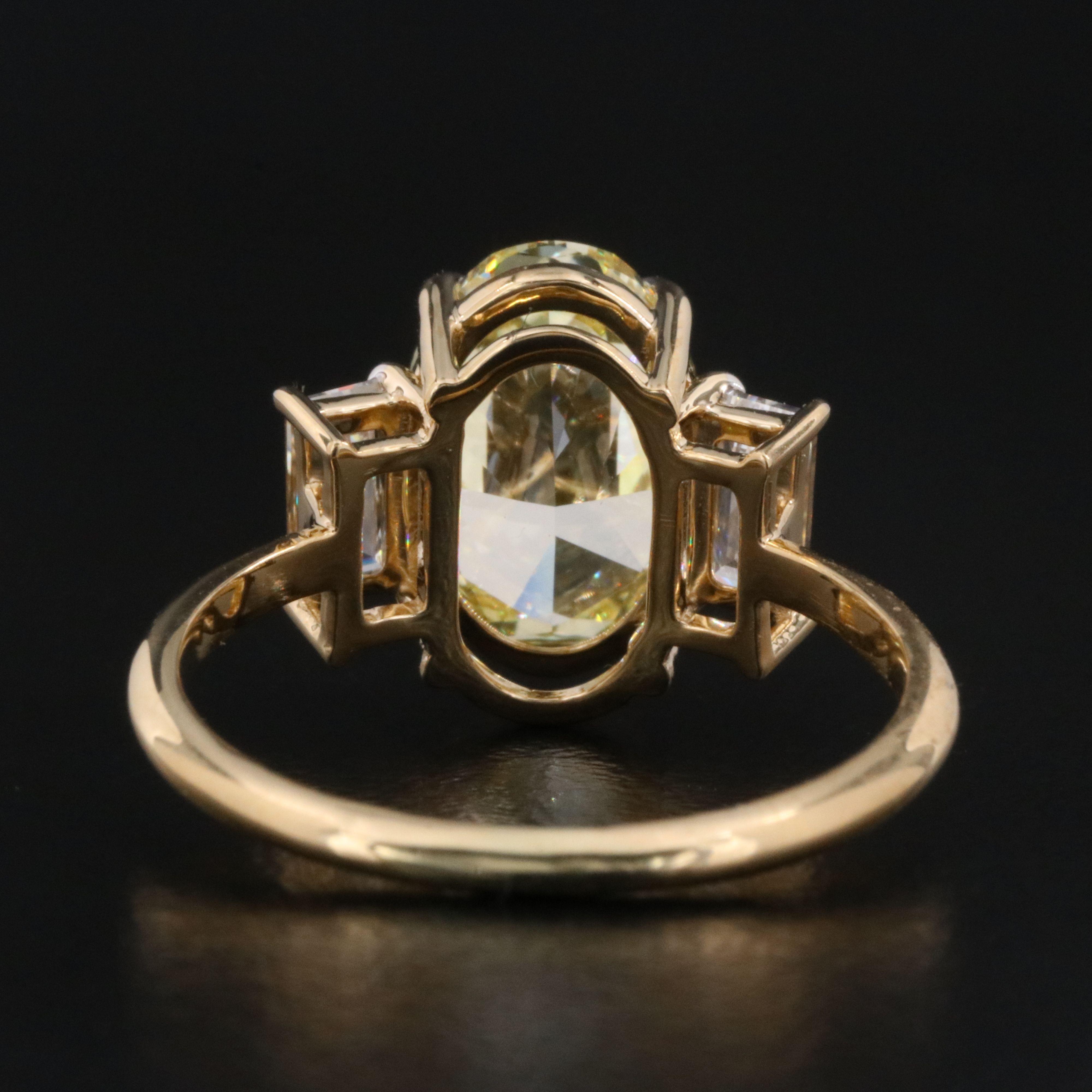 18K 3.44 CTW Lab Grown Diamond Ring with Fancy Color Center and IGI Report