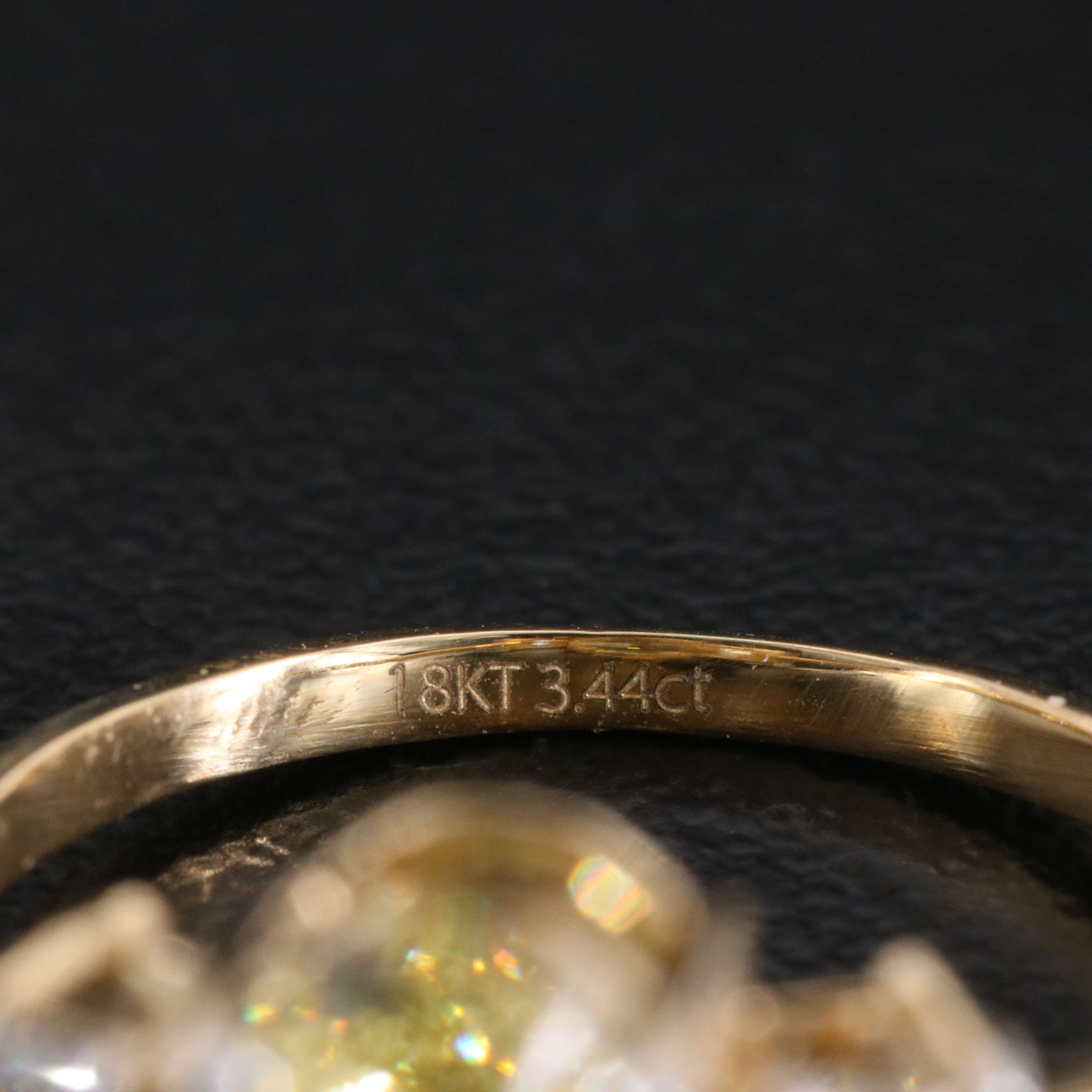 18K 3.44 CTW Lab Grown Diamond Ring with Fancy Color Center and IGI Report