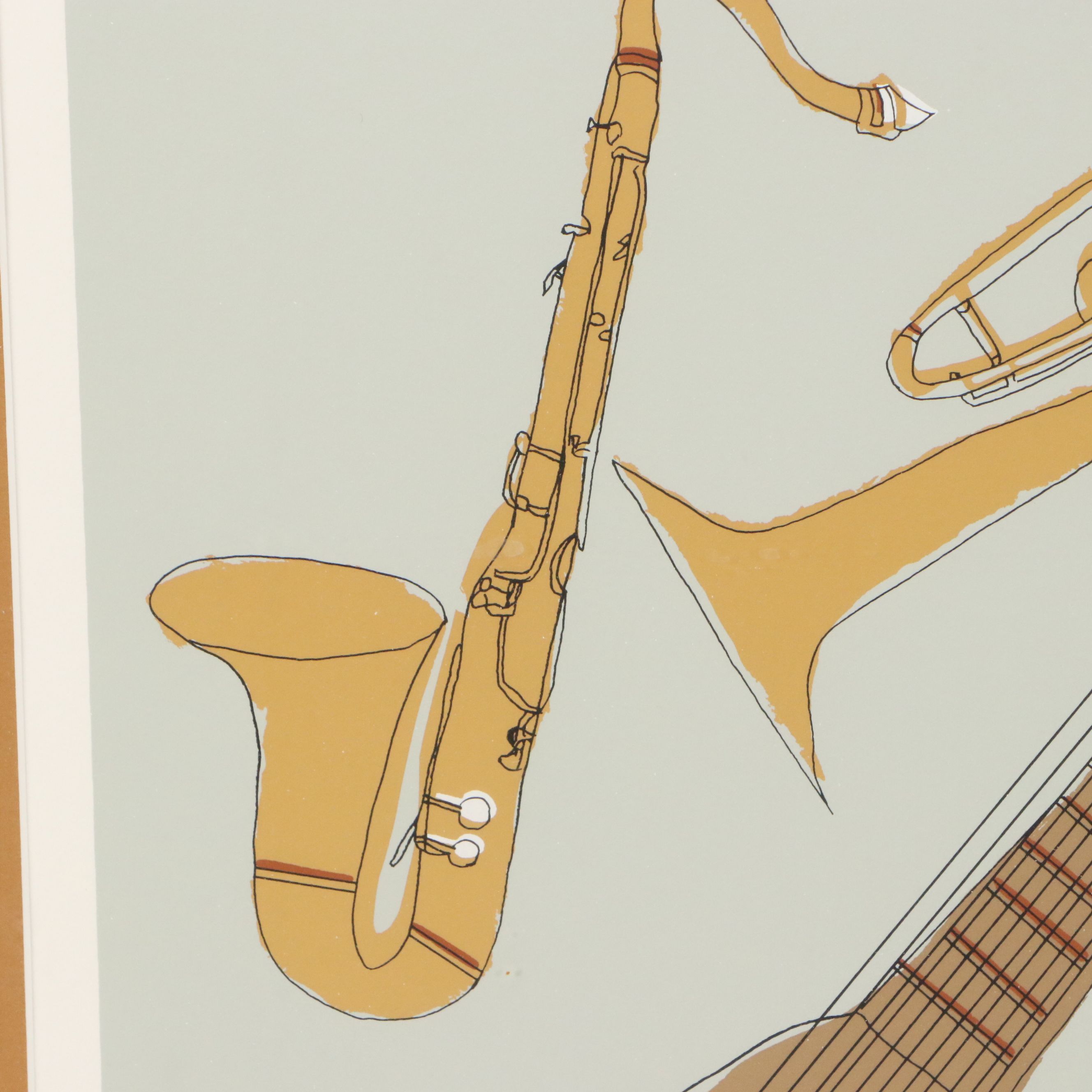 Brett Harper Serigraph of Brass and Stringed Instruments