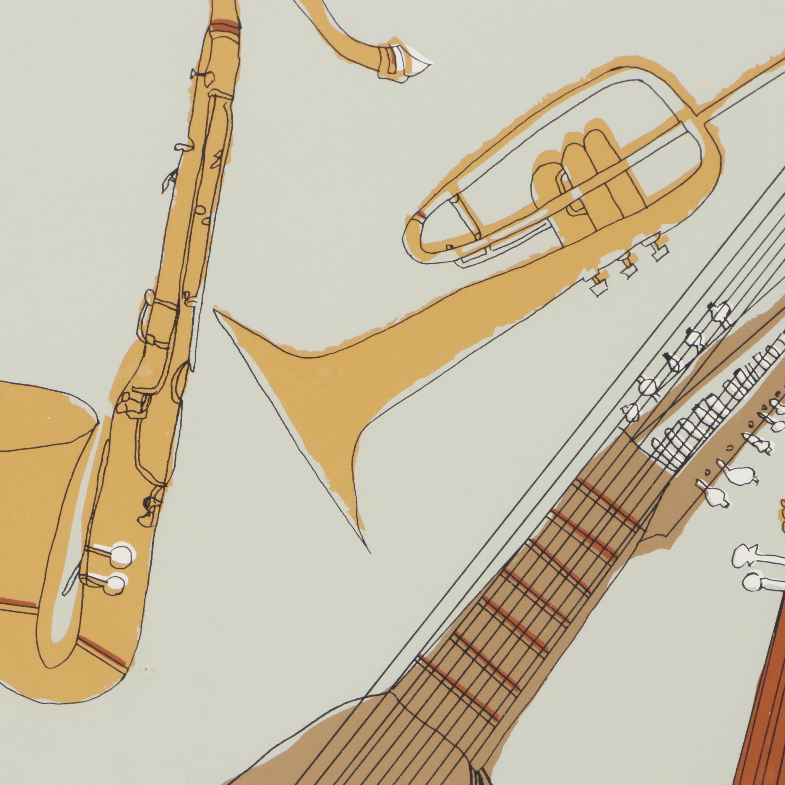 Brett Harper Serigraph of Brass and Stringed Instruments