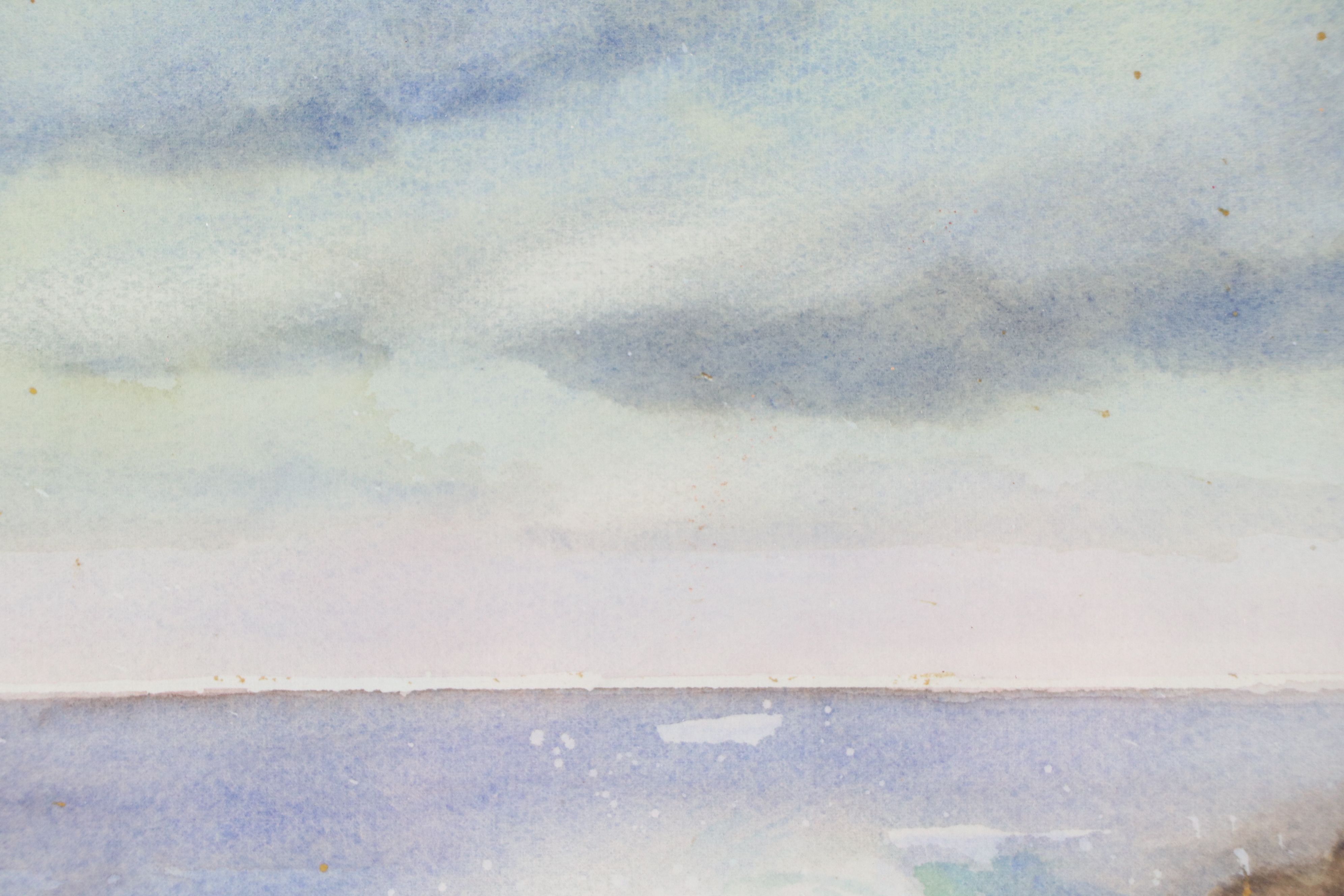 Grace Sloan Watercolor Painting of Crashing Waves, Late 20th Century