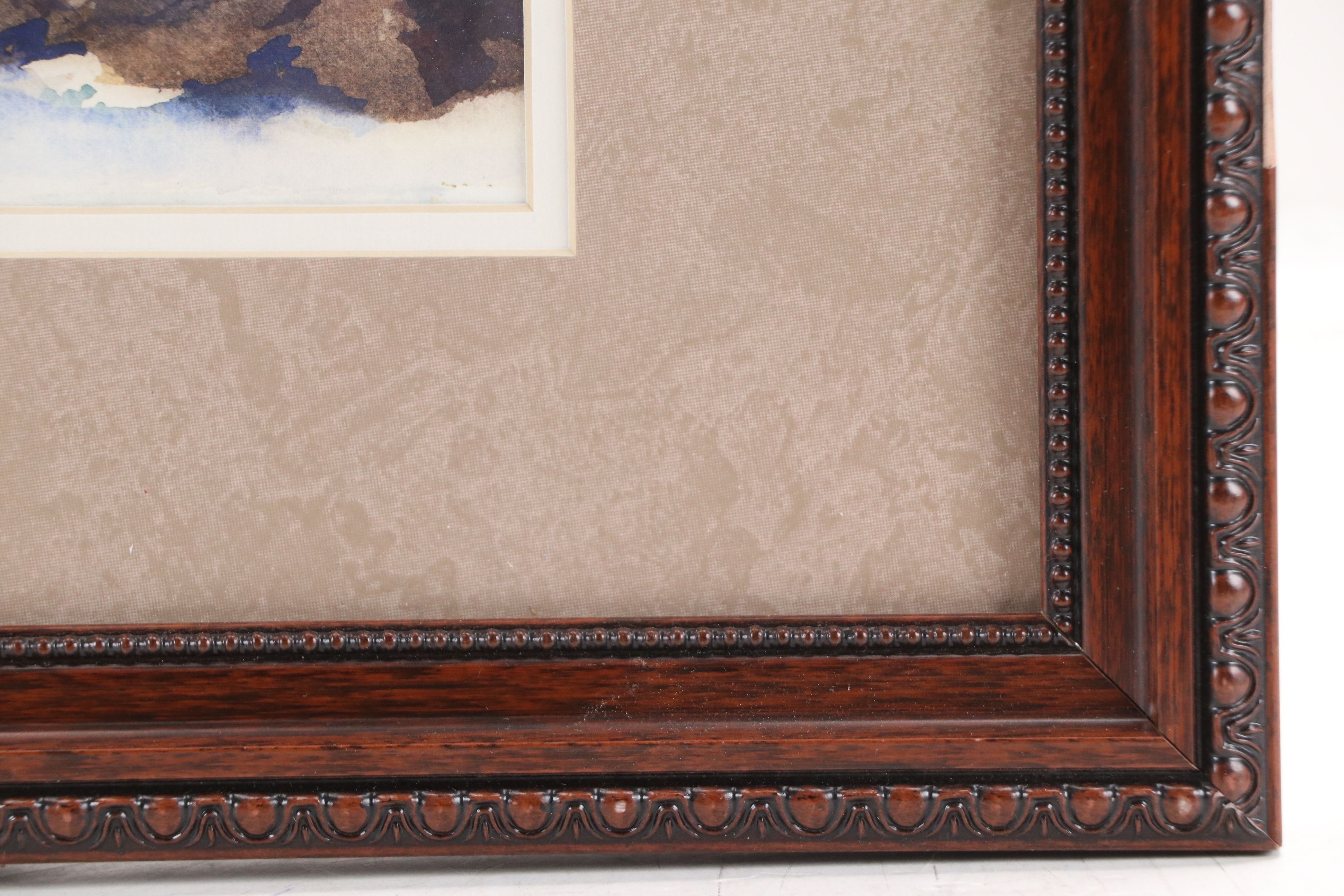 Grace Sloan Watercolor Painting of Crashing Waves, Late 20th Century