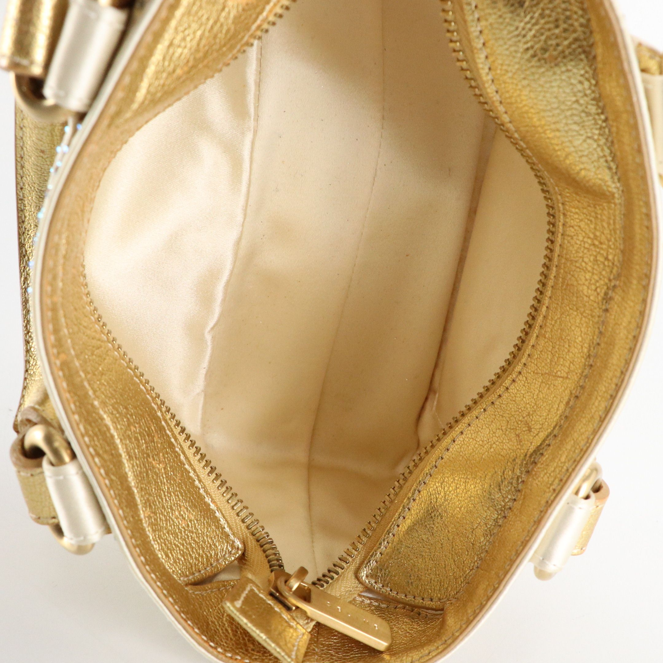 Céline Mini Boogie Bag in Rhinestone Embellished Silk Satin and Metallic Leather