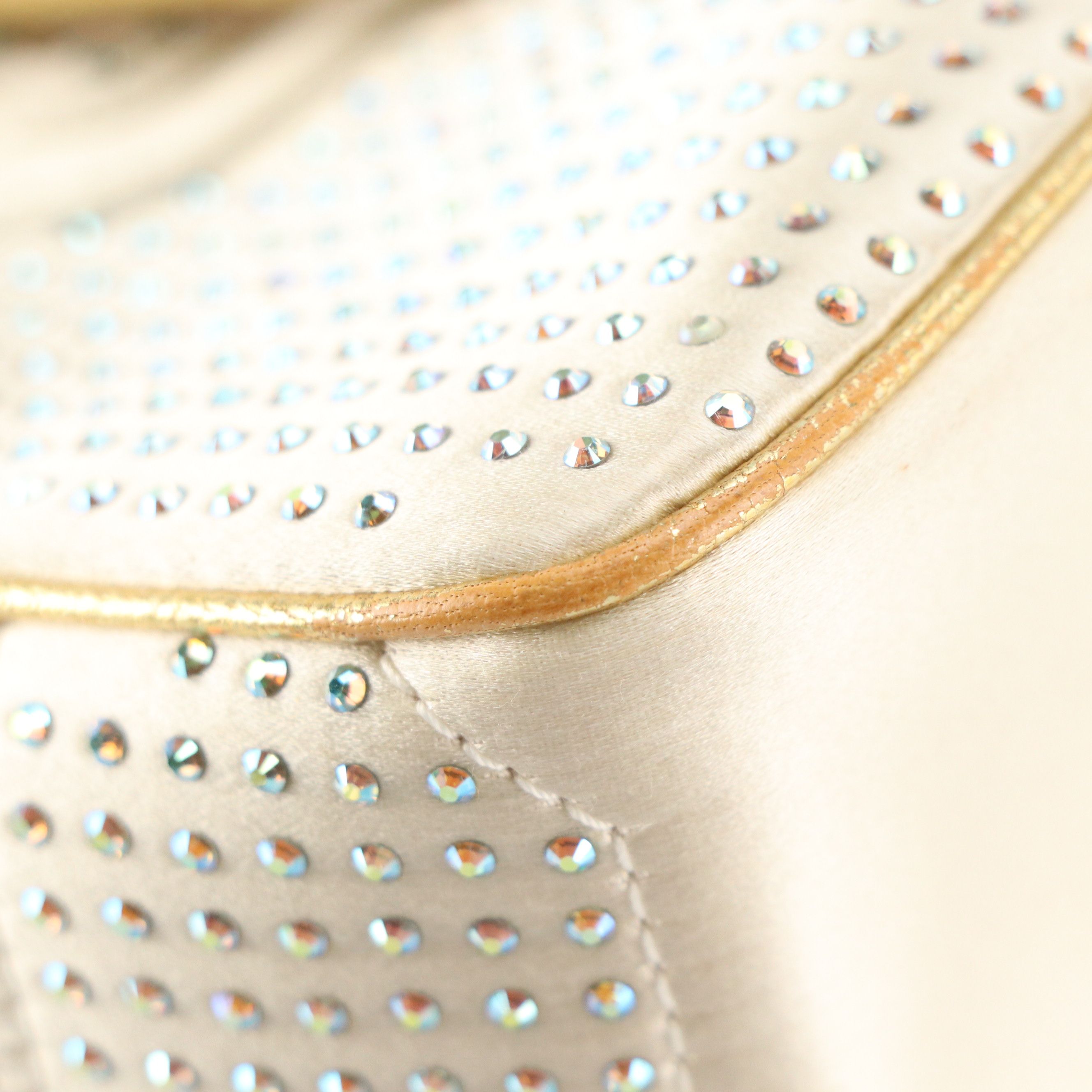 Céline Mini Boogie Bag in Rhinestone Embellished Silk Satin and Metallic Leather