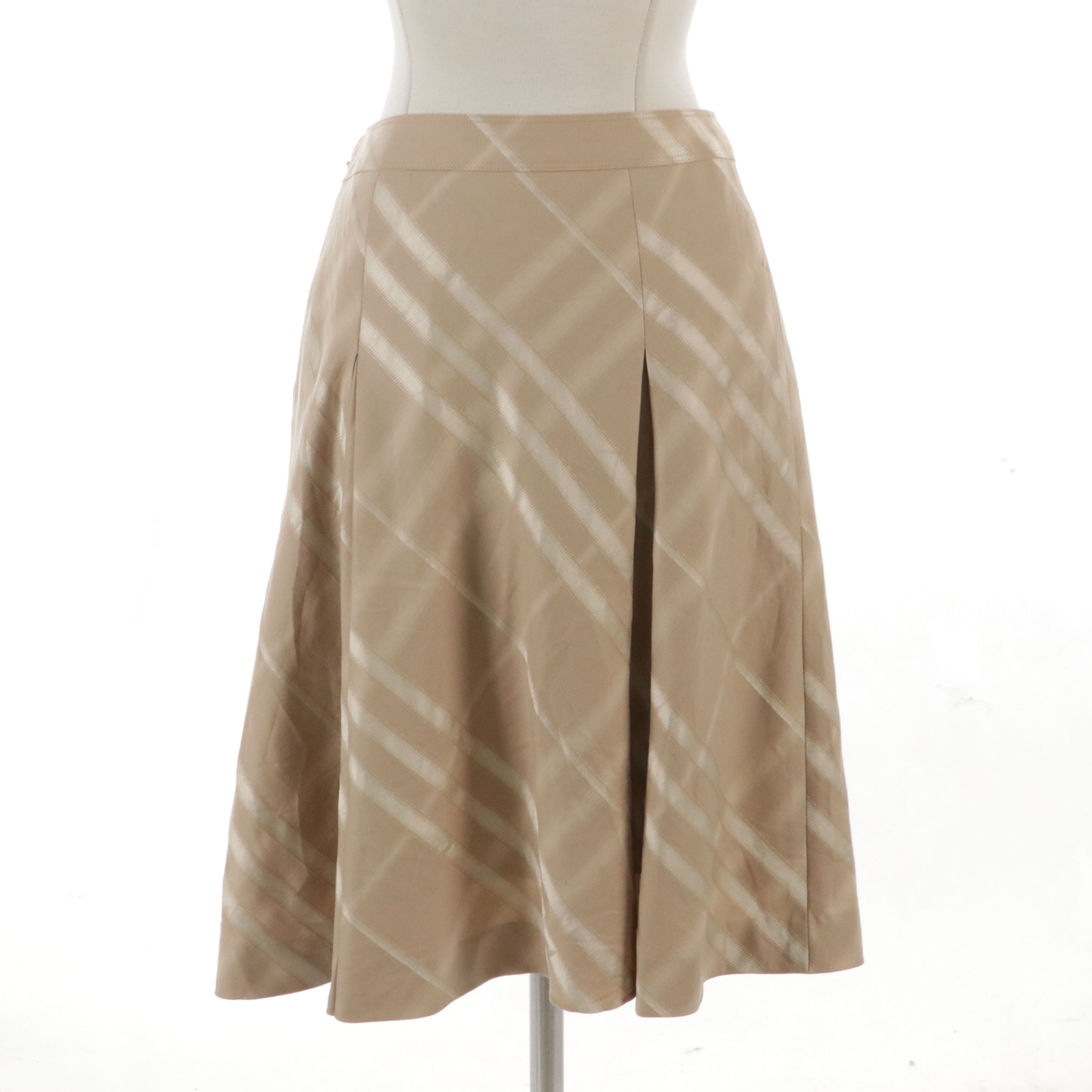 Burberry Silk Blend Check A-Line Skirt
