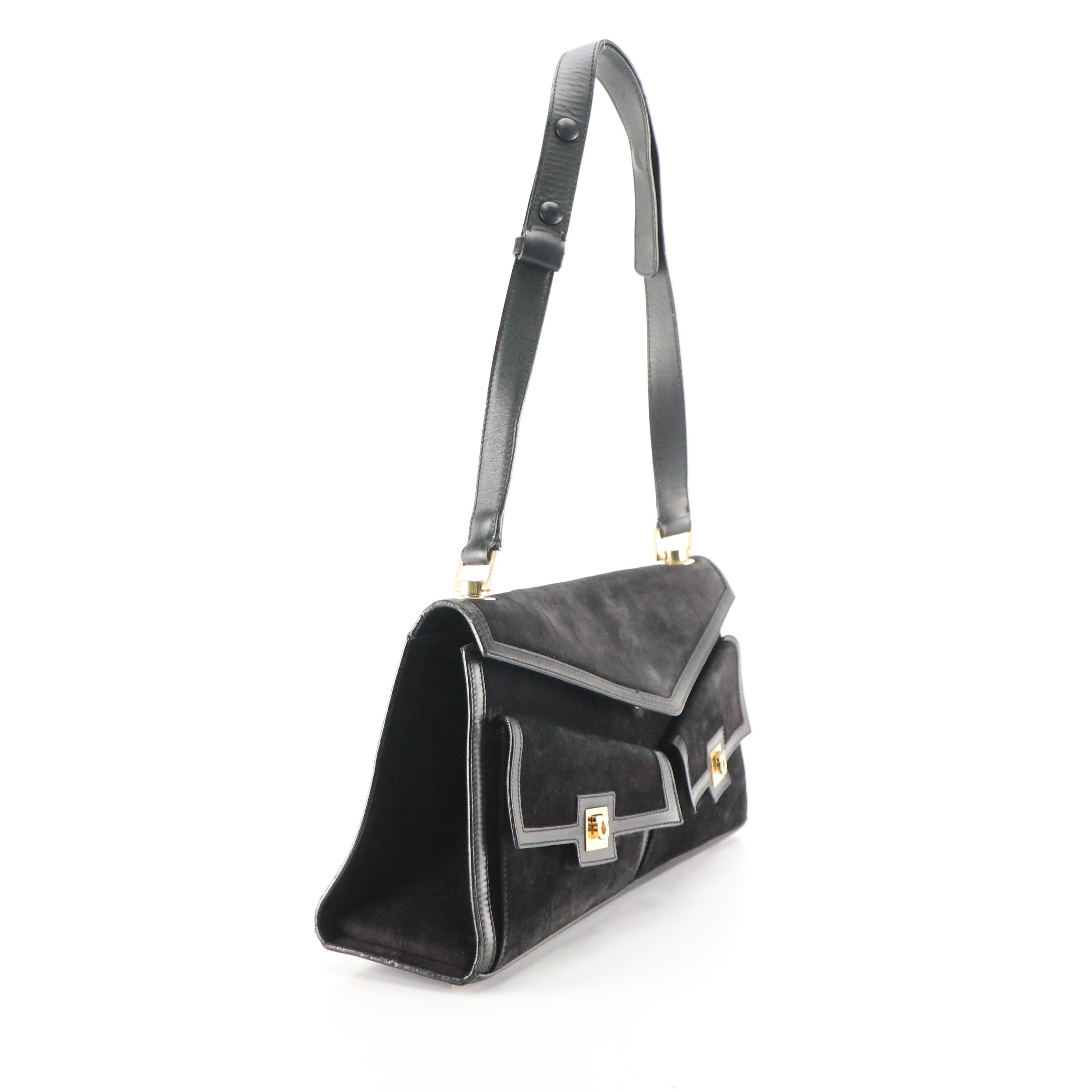 Salvatore Ferragamo Gancini Double Pocket East-West Bag in Suede/Leather