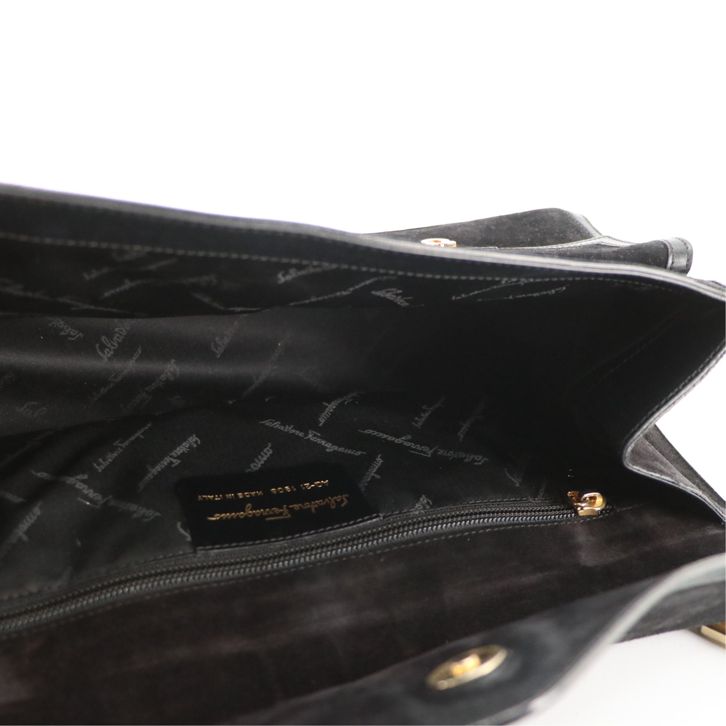 Salvatore Ferragamo Gancini Double Pocket East-West Bag in Suede/Leather