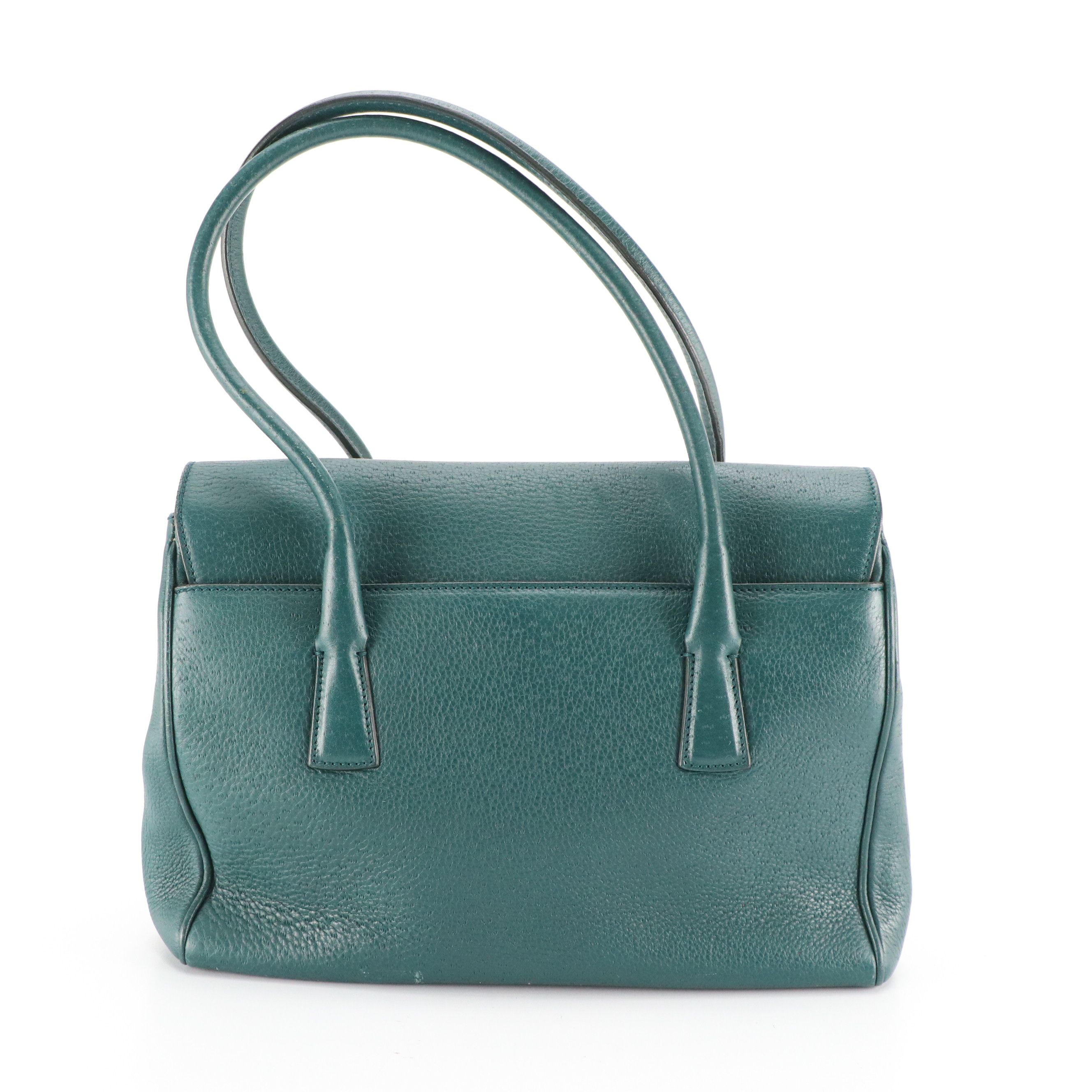 Salvatore Ferragamo Gancini Lock Flap Bag in Pine Green Pigskin Leather