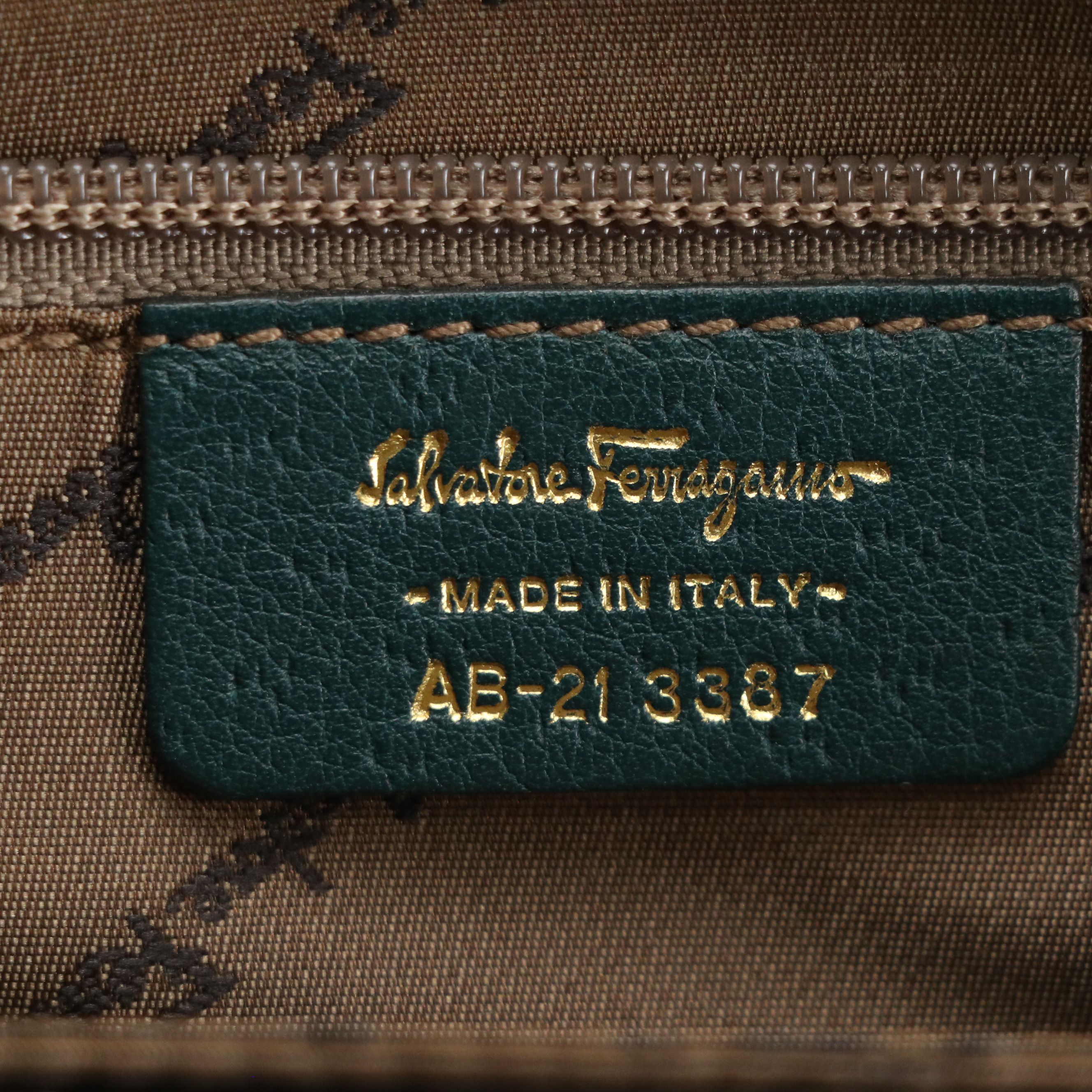 Salvatore Ferragamo Gancini Lock Flap Bag in Pine Green Pigskin Leather