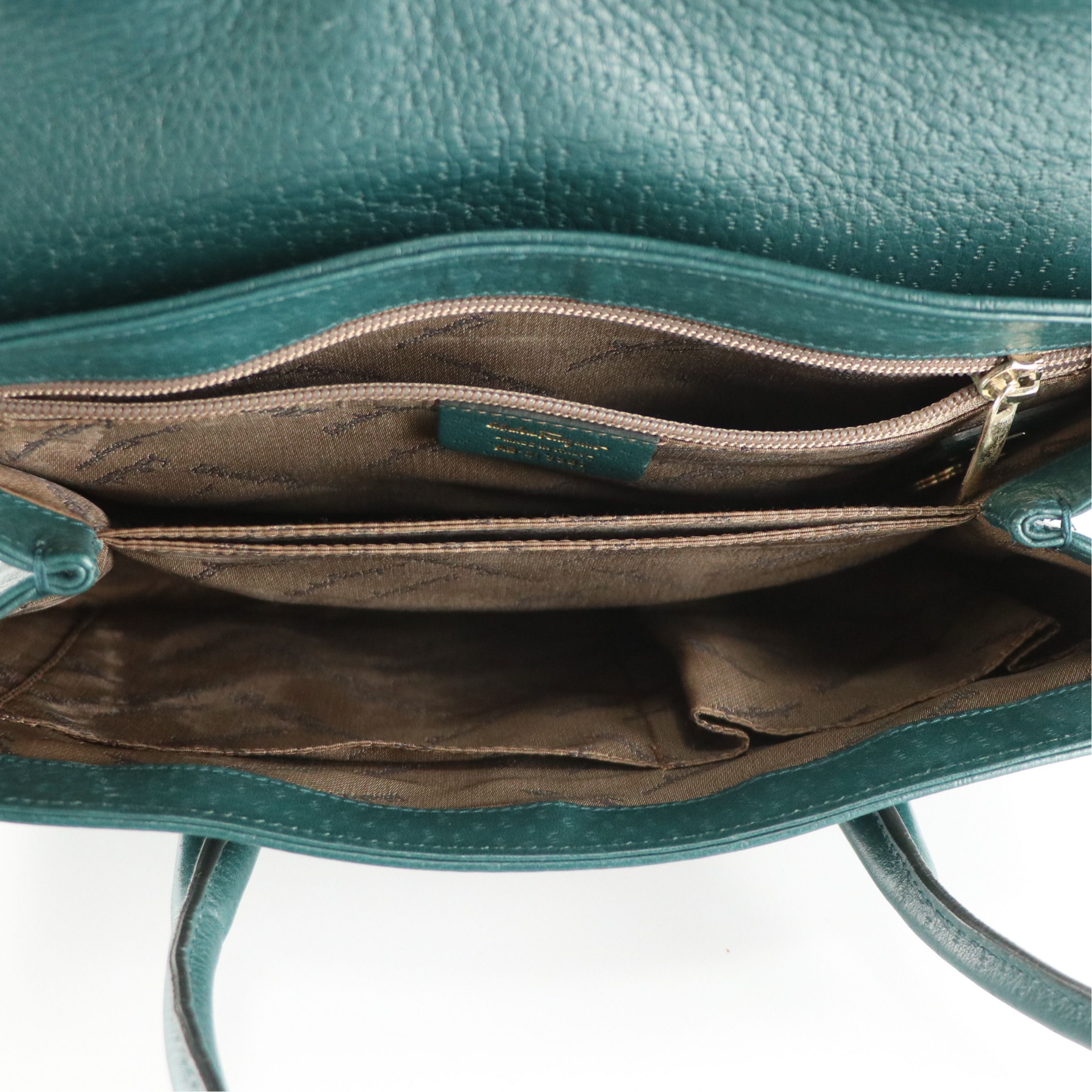 Salvatore Ferragamo Gancini Lock Flap Bag in Pine Green Pigskin Leather