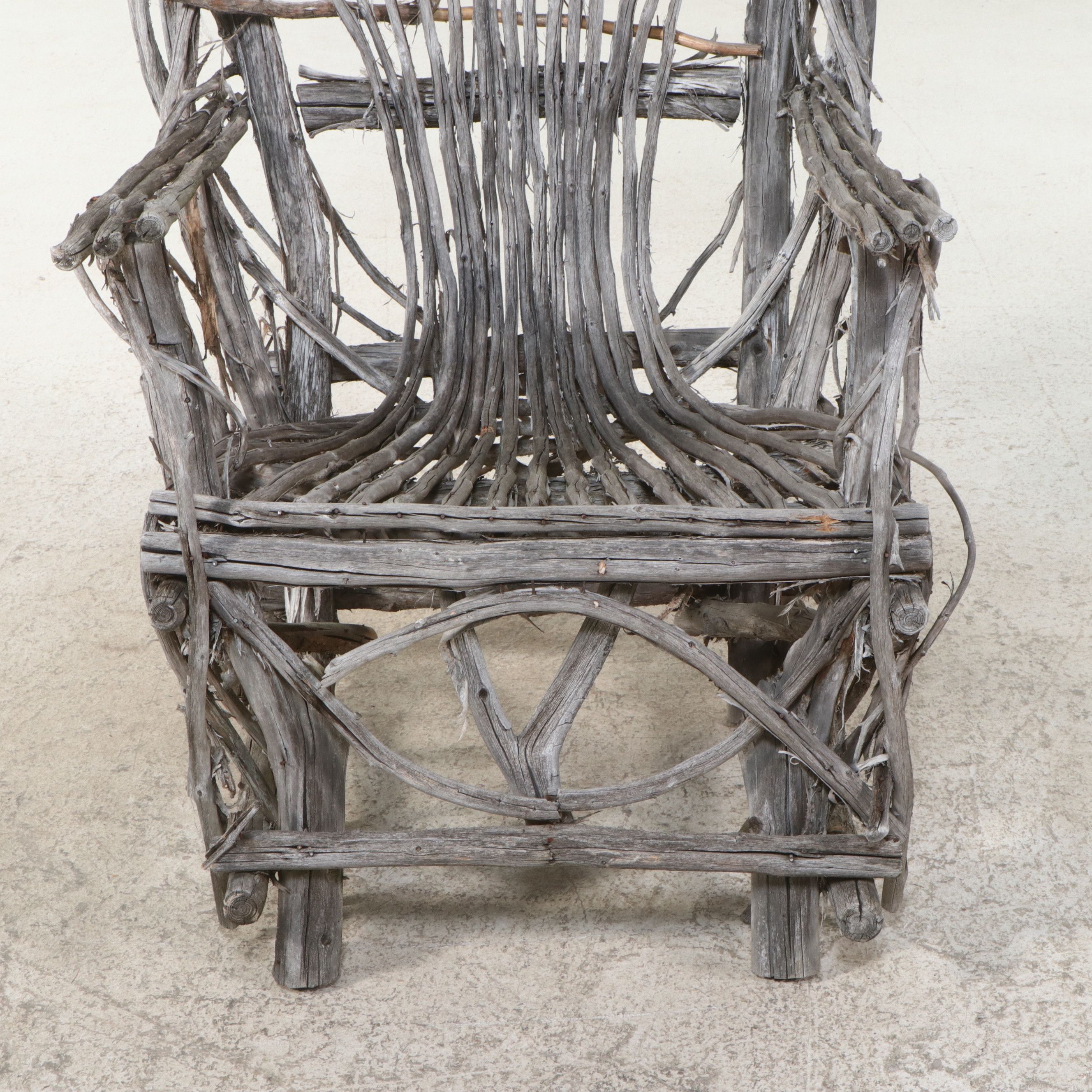 Pair of Rustic Adirondack Style Woven Grapevine Armchairs