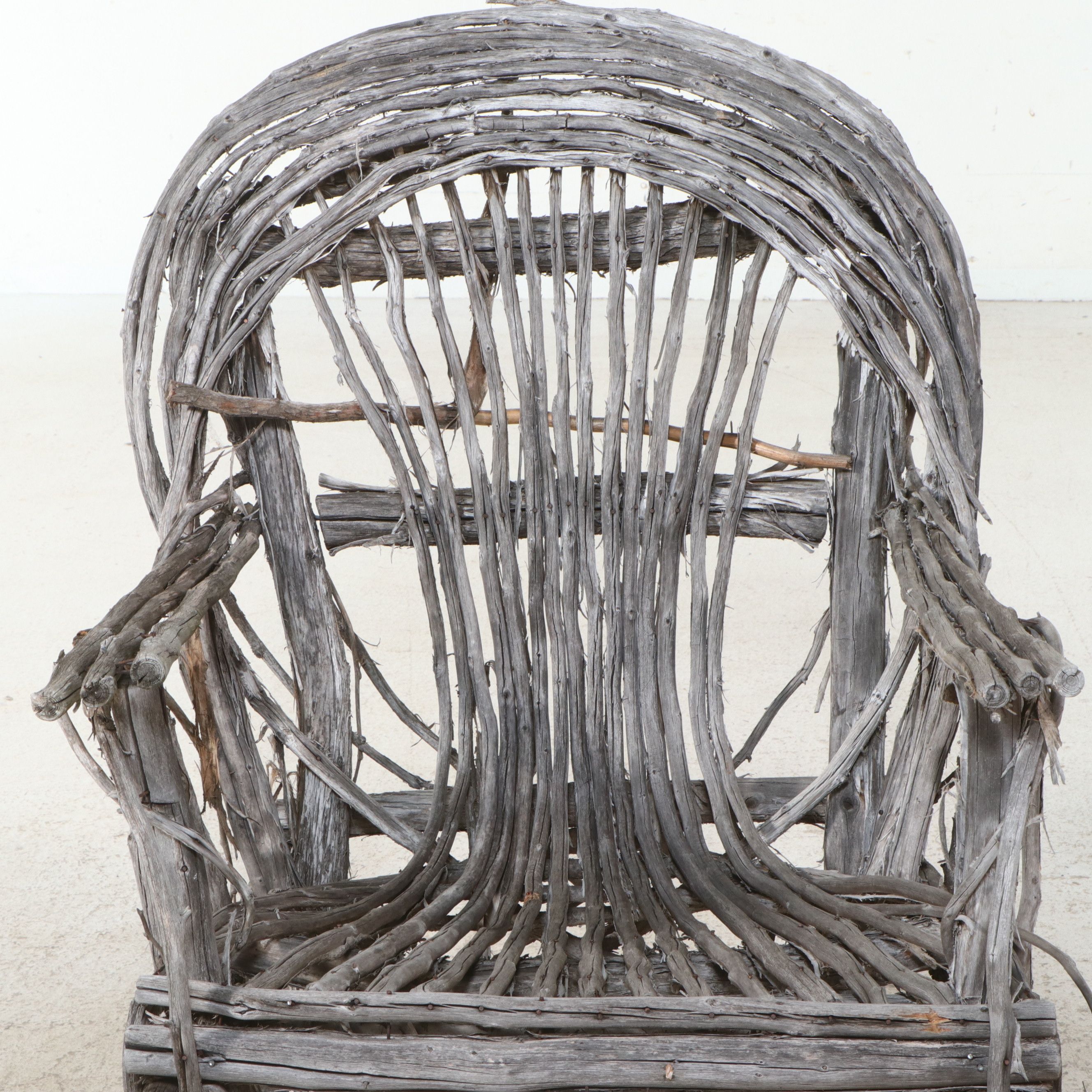 Pair of Rustic Adirondack Style Woven Grapevine Armchairs