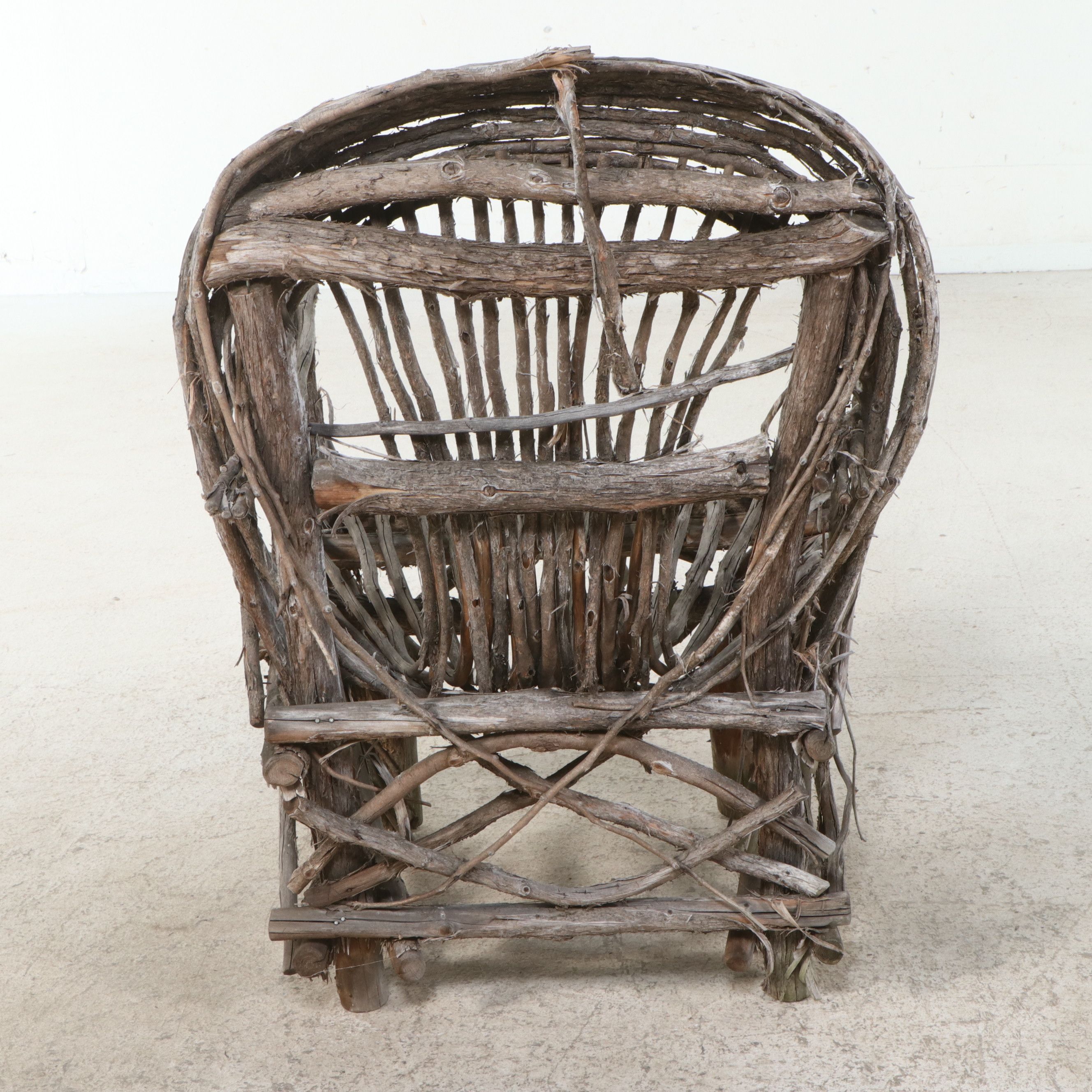 Pair of Rustic Adirondack Style Woven Grapevine Armchairs