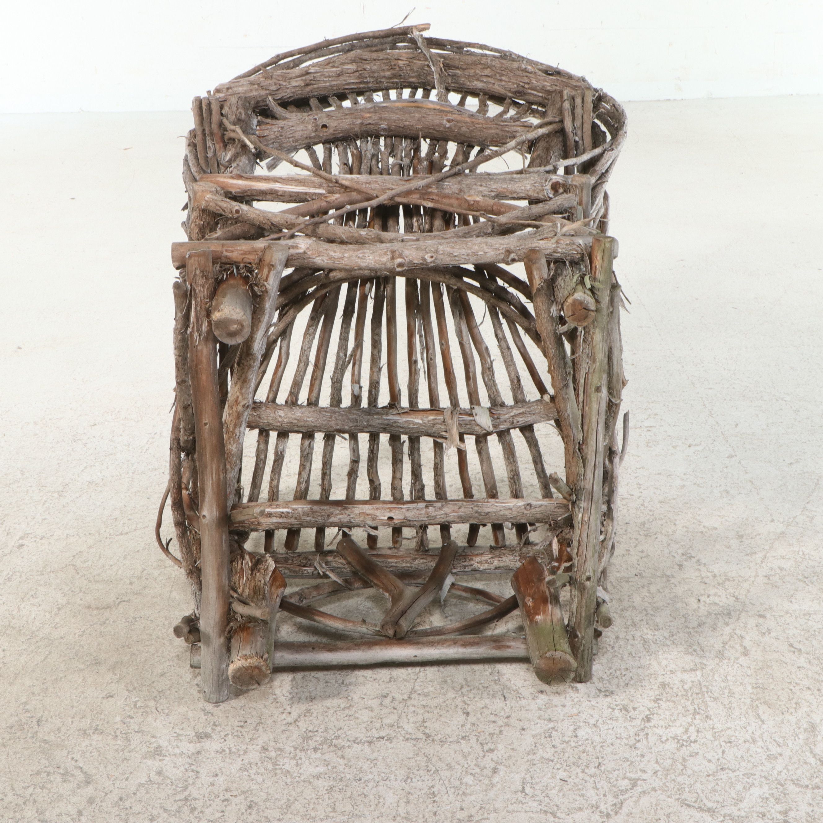 Pair of Rustic Adirondack Style Woven Grapevine Armchairs